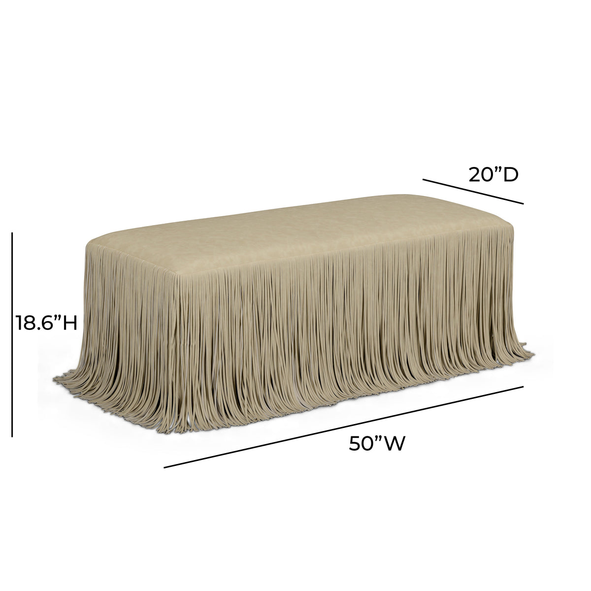 Shag Me 50" Distressed Tan Performance Vegan Leather Bench by TOV Furniture – photo 7 of 7