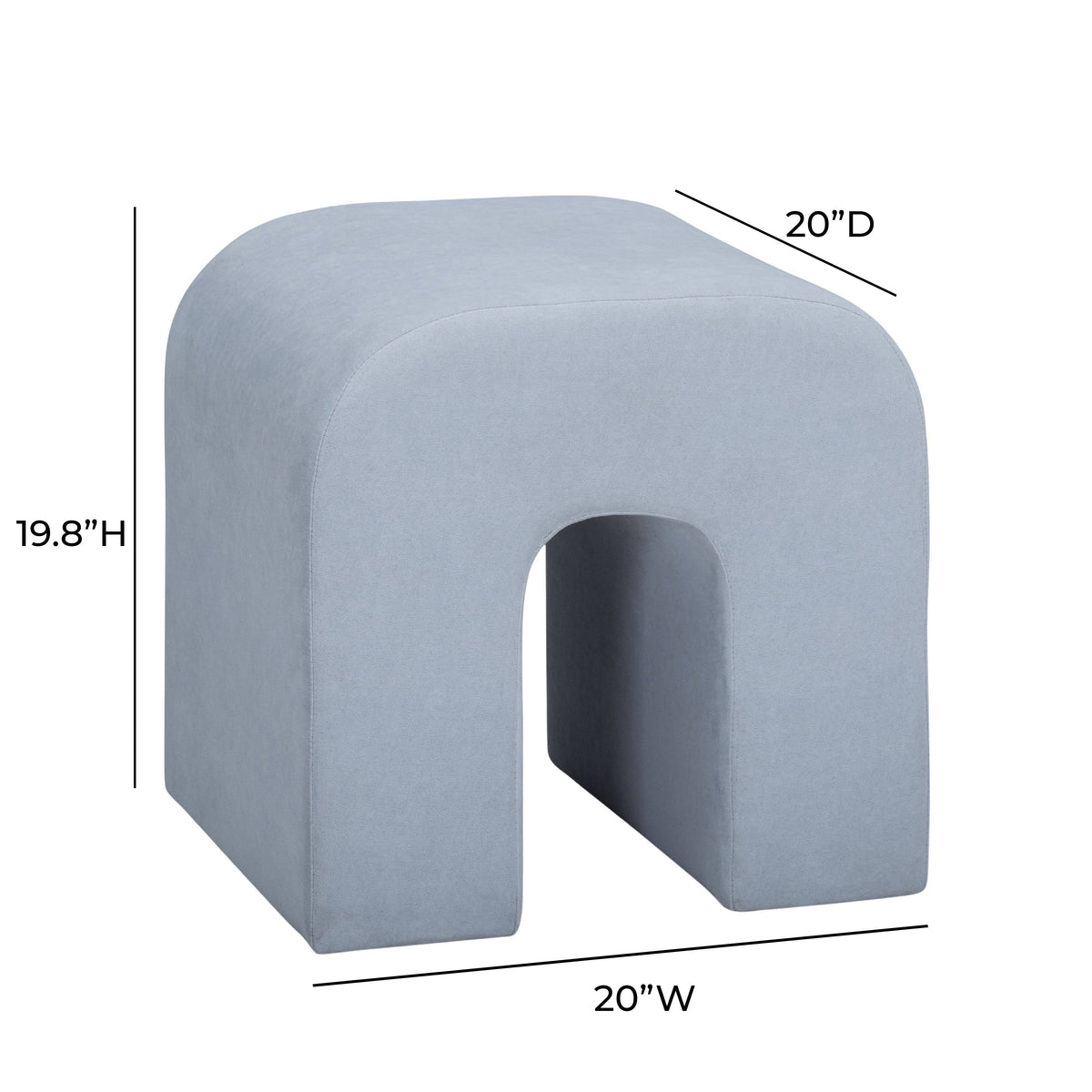 Desi Light Blue Velvet Ottoman by TOV Furniture – photo 7 of 7