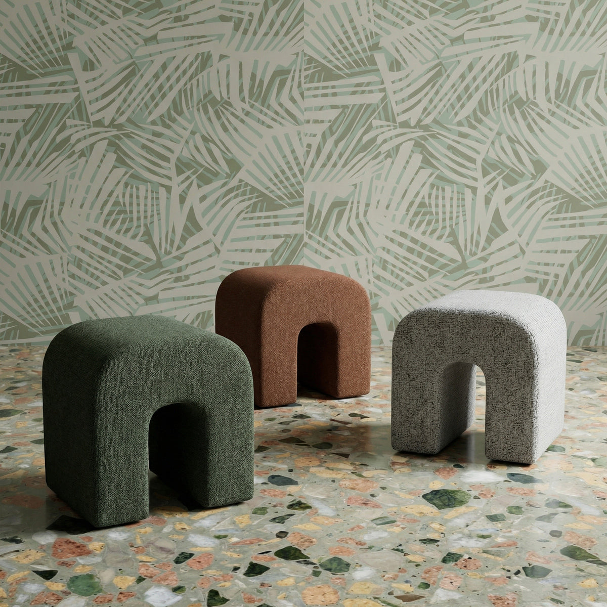 Desi Woven Performance Fabric Ottoman by TOV Furniture – several colors shown