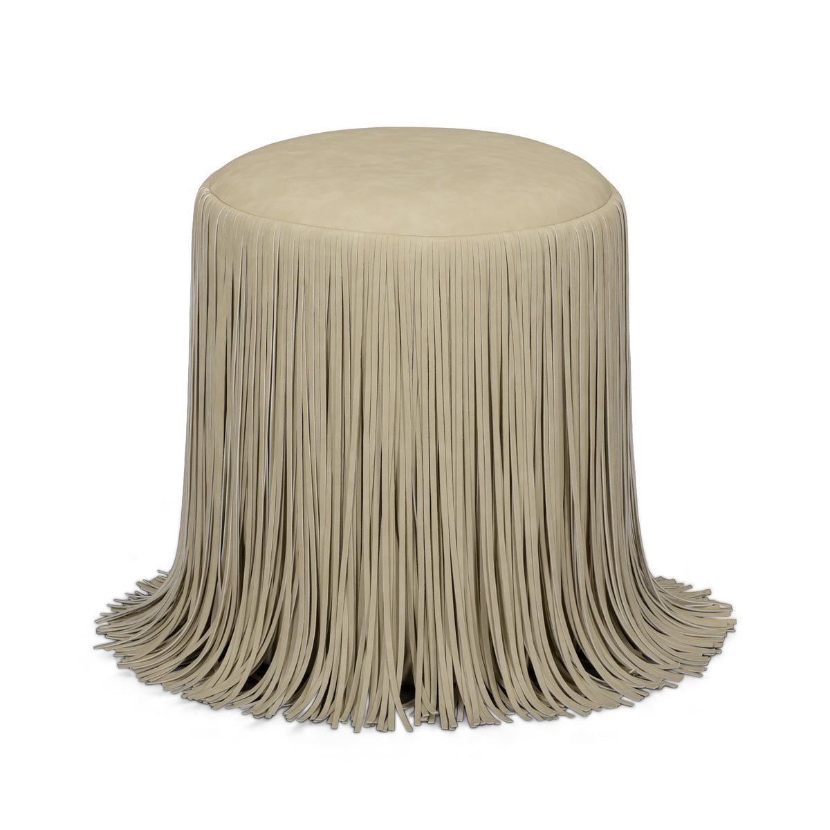 Shag Me Distressed Tan Performance Vegan Leather Ottoman by TOV Furniture – photo 3 of 6