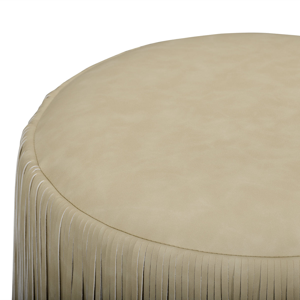 Shag Me Distressed Tan Performance Vegan Leather Ottoman by TOV Furniture – photo 4 of 6
