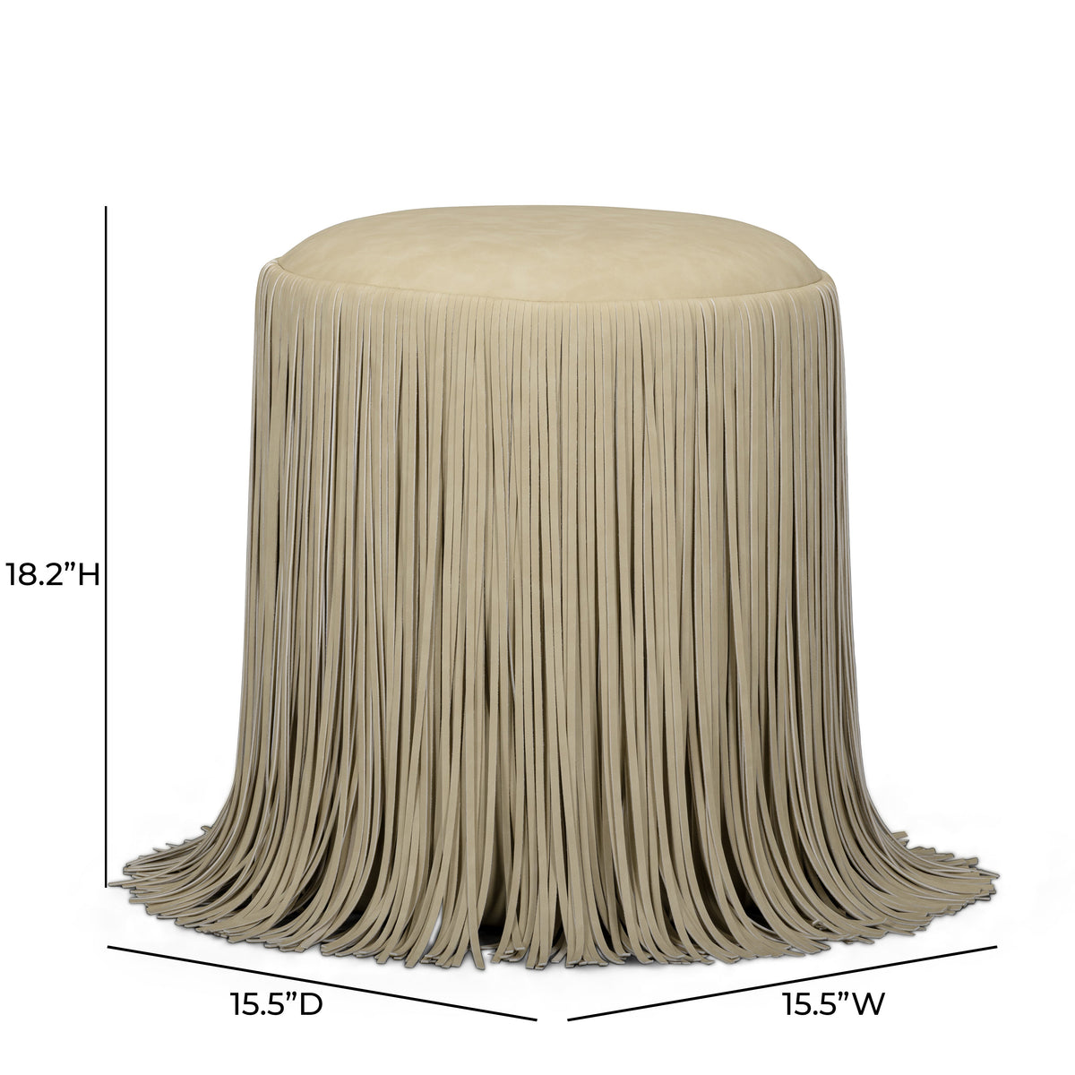Shag Me Distressed Tan Performance Vegan Leather Ottoman by TOV Furniture – photo 6 of 6