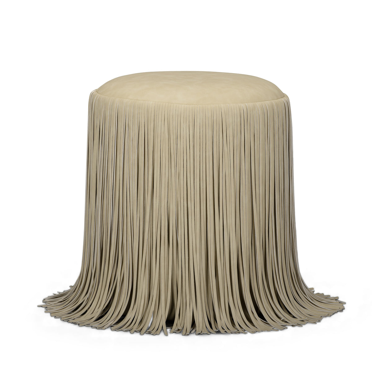 Shag Me Distressed Tan Performance Vegan Leather Ottoman by TOV Furniture – photo 1 of 6