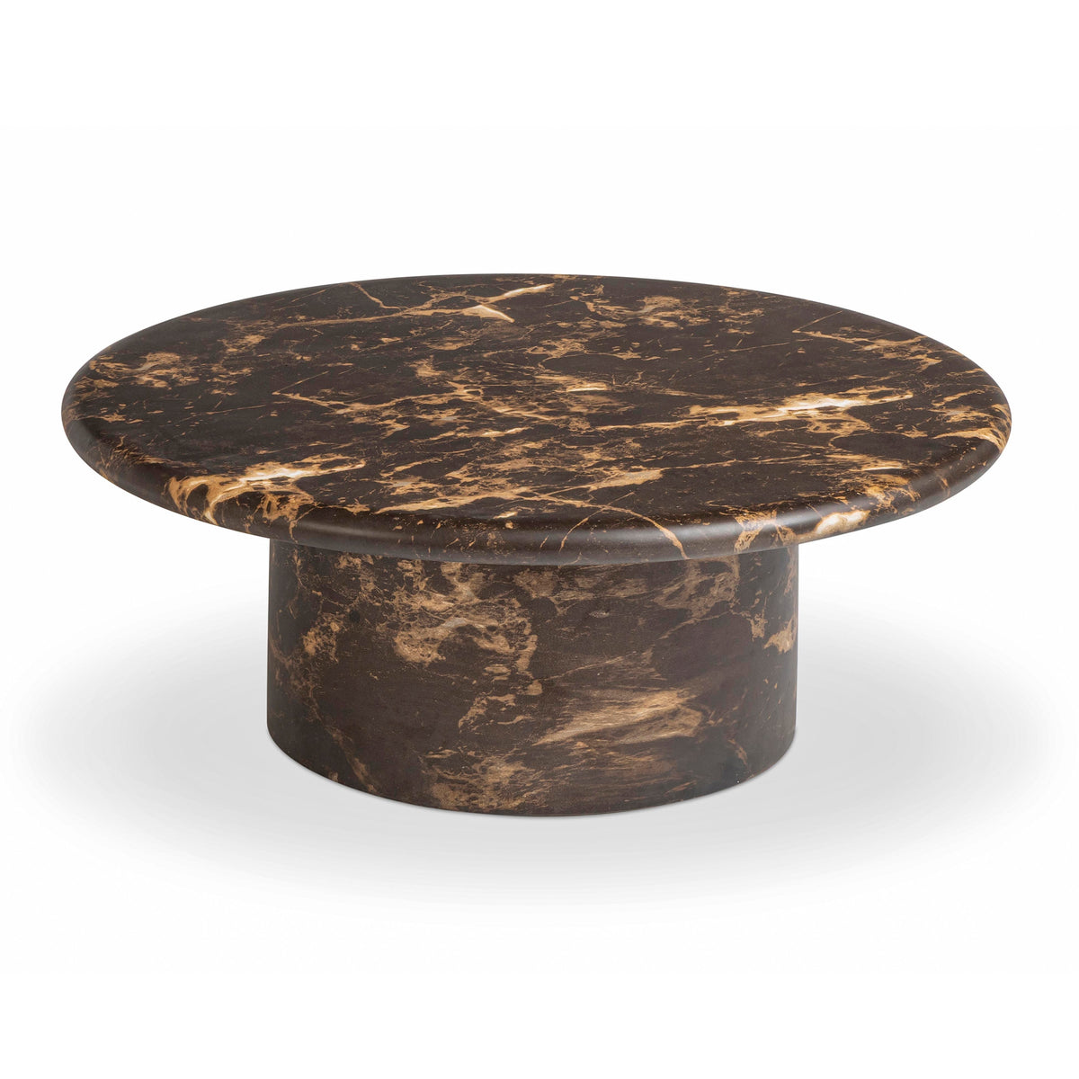 Byron 36" Dark Brown Faux Marble Indoor/Outdoor Concrete Round Coffee Table by TOV Furniture – photo 4 of 8
