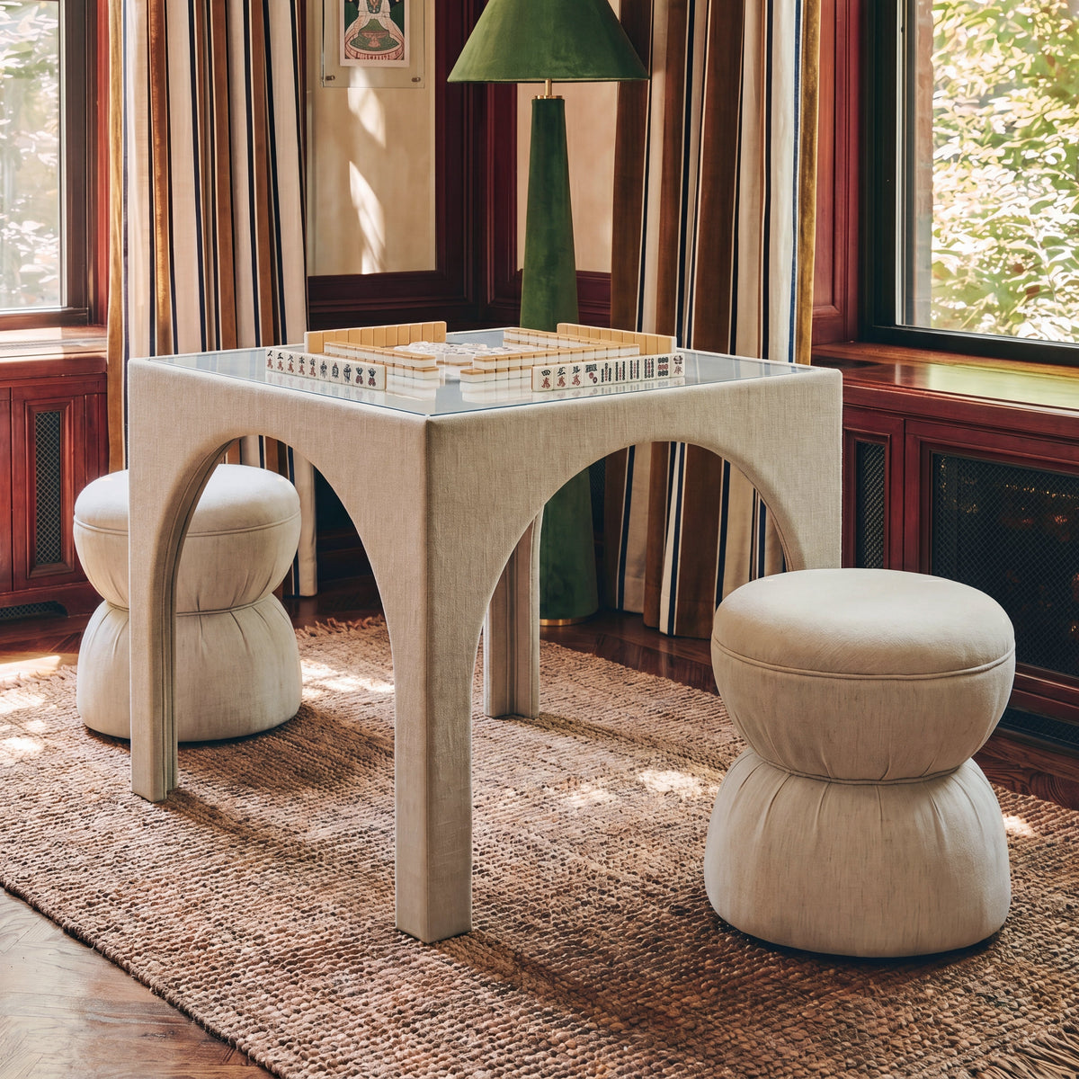 Tomlin Tan Performance Chenille Game Ottoman by TOV Furniture – photo 2 of 6