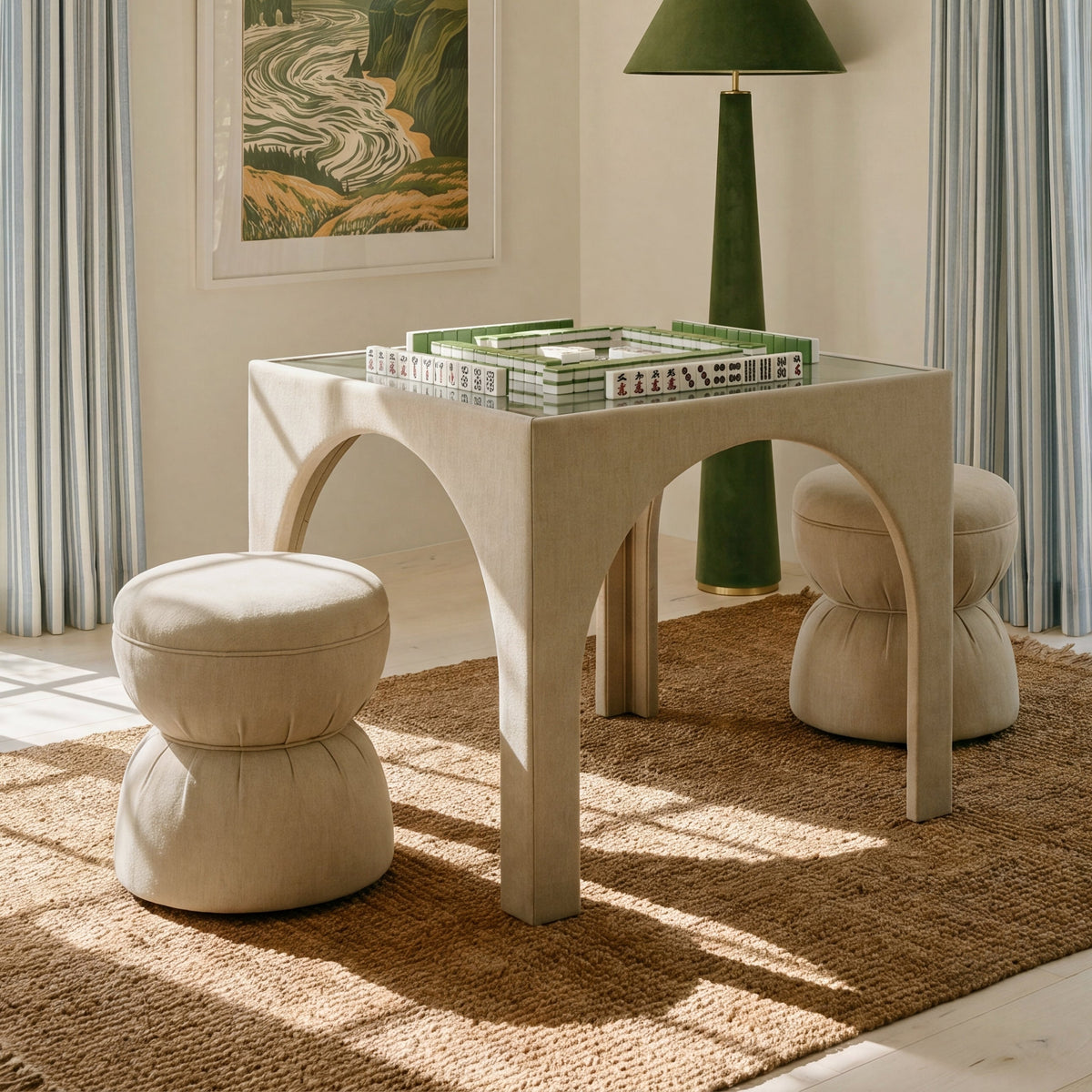 Tomlin Tan Performance Chenille Game Ottoman by TOV Furniture – photo 6 of 6