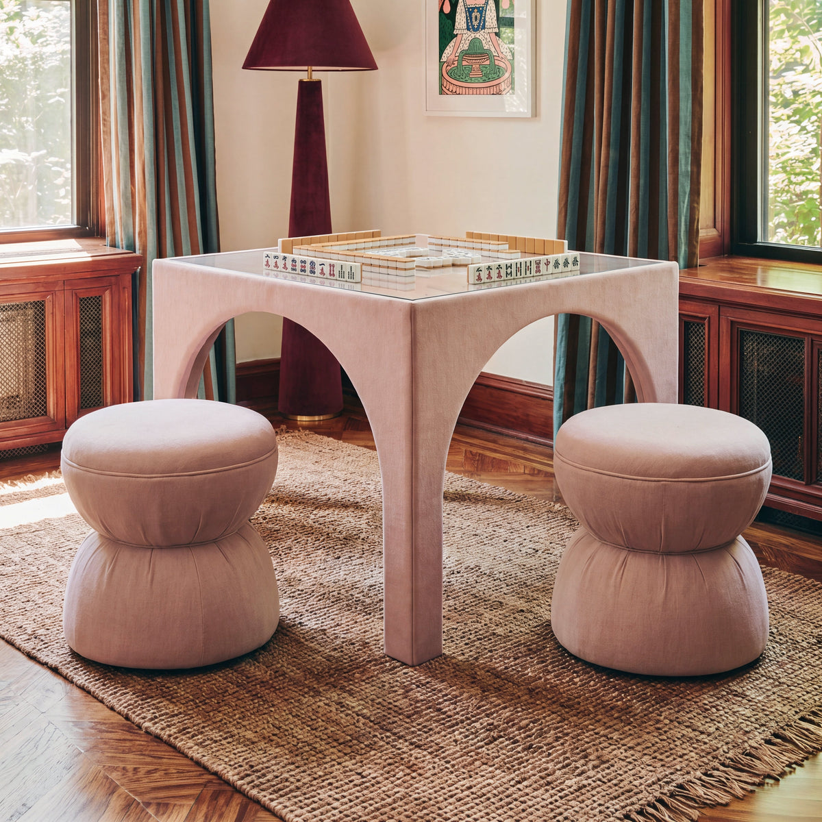 Tomlin Light Pink Performance Chenille Game Ottoman by TOV Furniture – photo 2 of 6