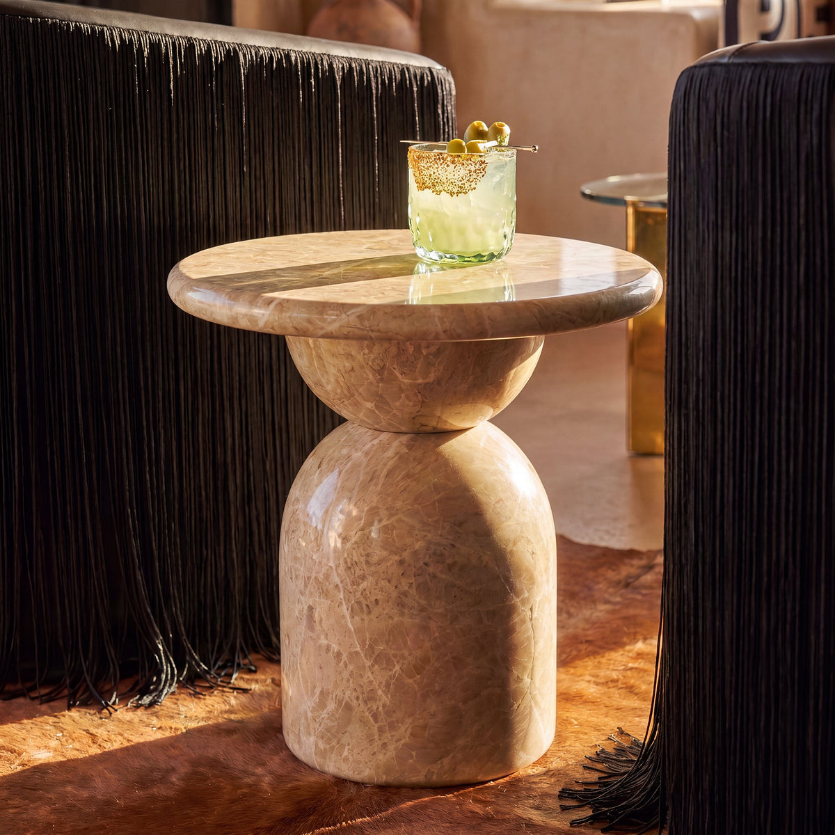 Cynthia Light Emperador Faux Marble Indoor/Outdoor Side Table by TOV Furniture – photo 2 of 6
