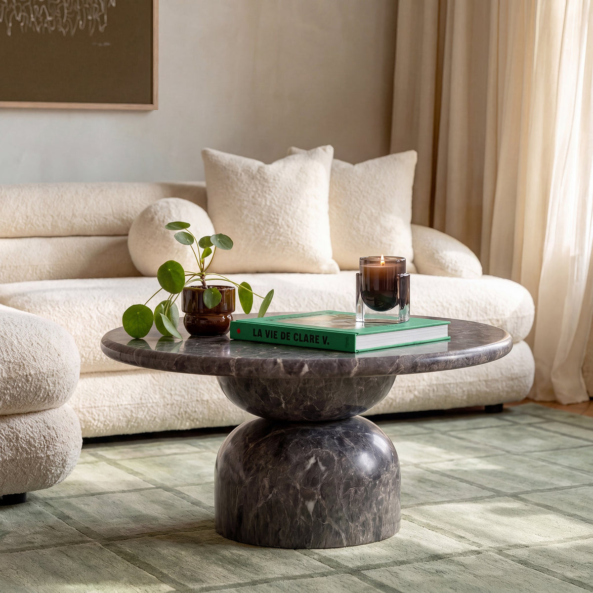 Cynthia 36" Dark Emperador Faux Marble Indoor/Outdoor Coffee Table by TOV Furniture – photo 2 of 6