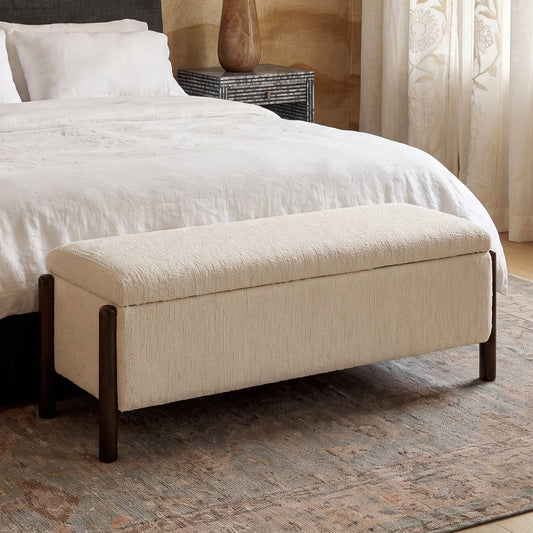 Abby 52" Cream Nubby Fabric Storage Bench by TOV Furniture – photo 2 of 8