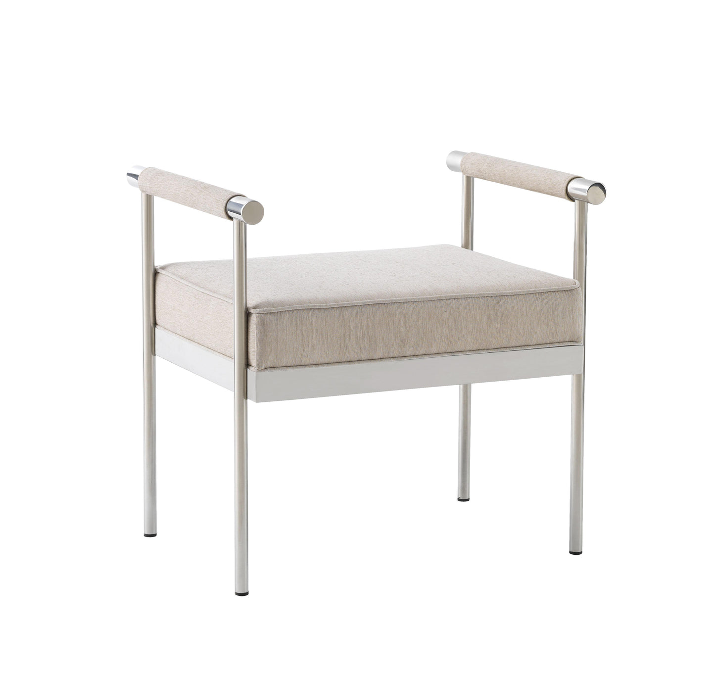 Diva Cream Velvet Bench by TOV