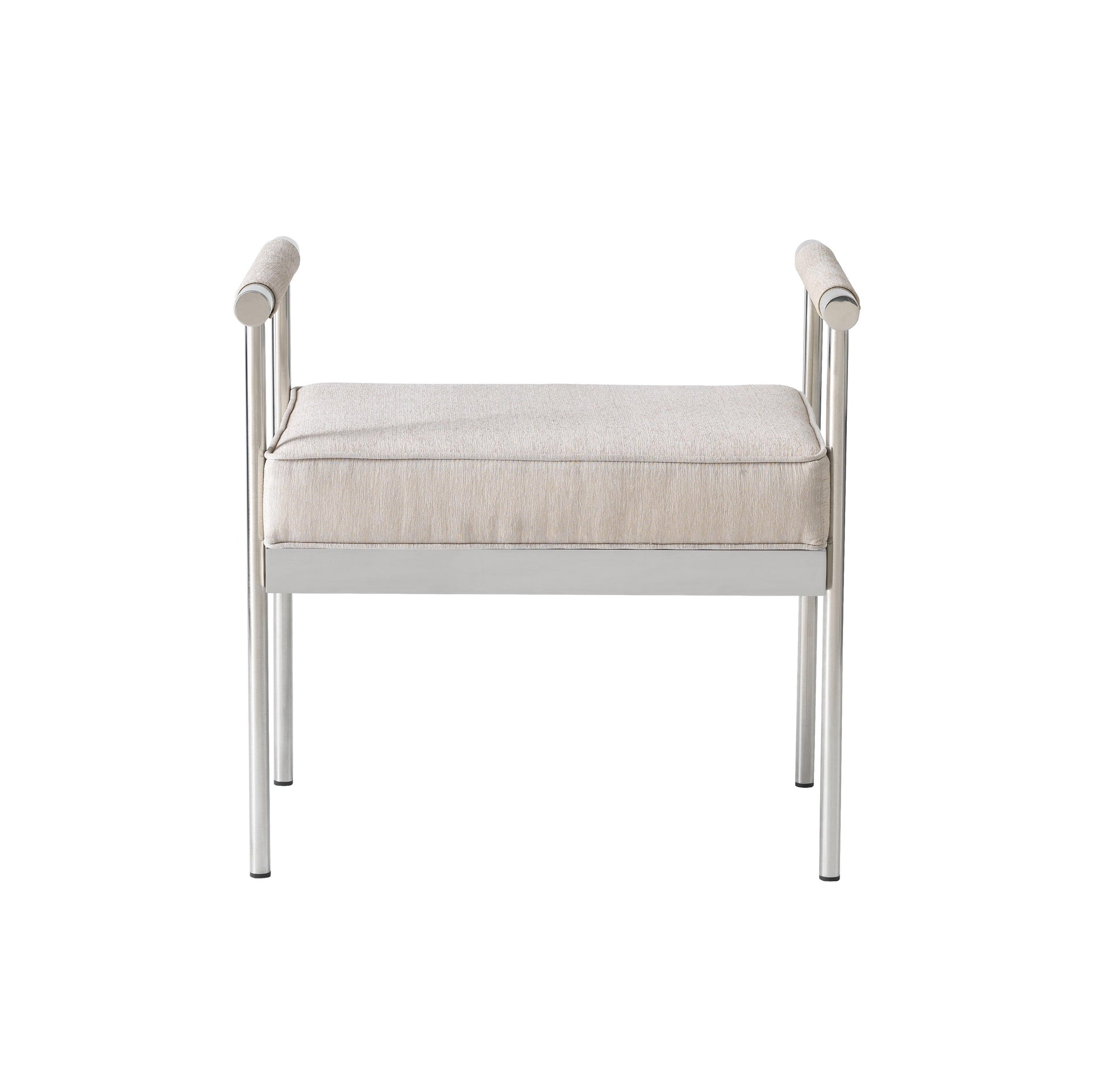 Diva Cream Velvet Bench by TOV