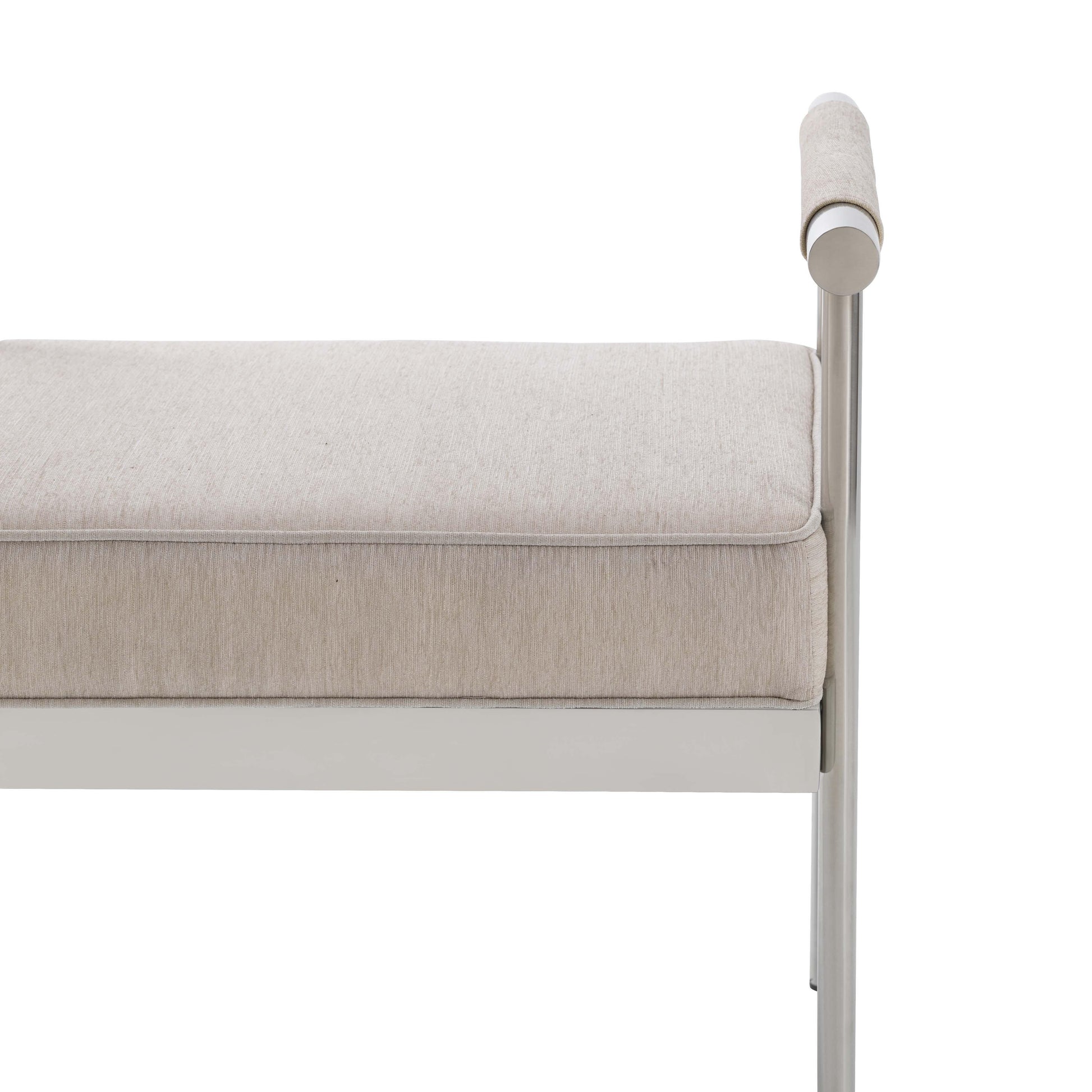 Diva Cream Velvet Bench by TOV