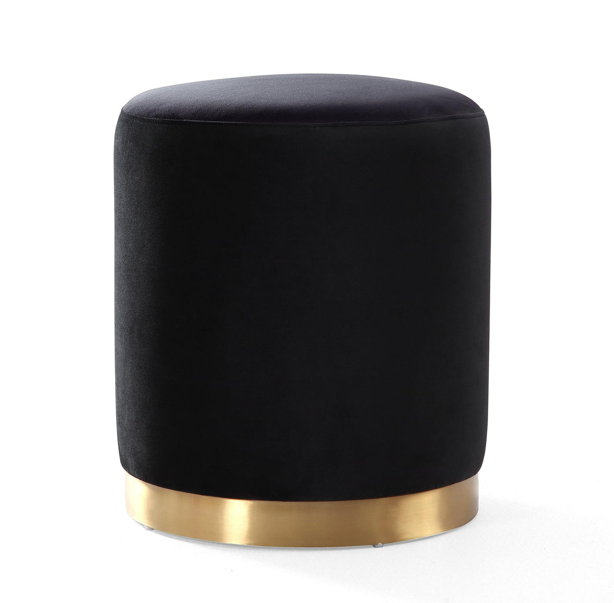 Opal Black Performance Velvet Ottoman - Gold Base by TOV Furniture – photo 1 of 3