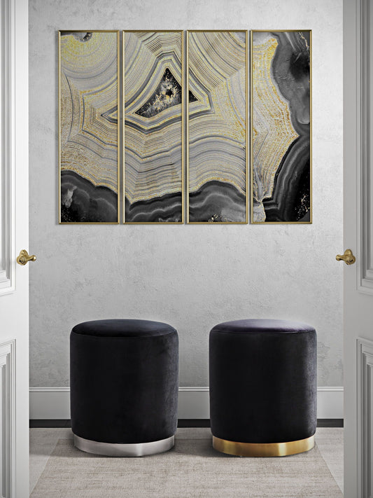 Opal Black Performance Velvet Ottoman - Gold Base by TOV Furniture – photo 2 of 3