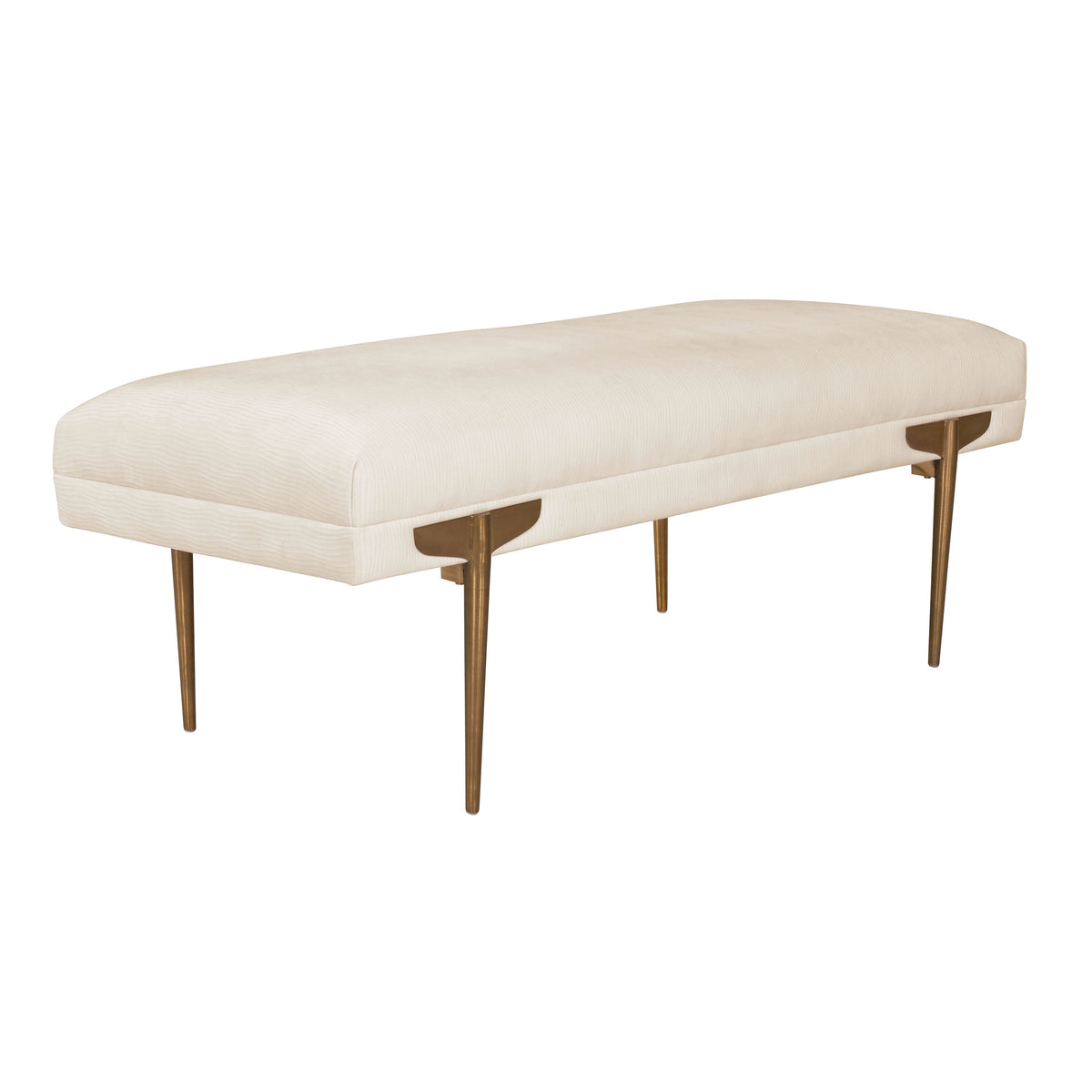 Brno White Waived Performance Velvet Bench by TOV Furniture – photo 1 of 5