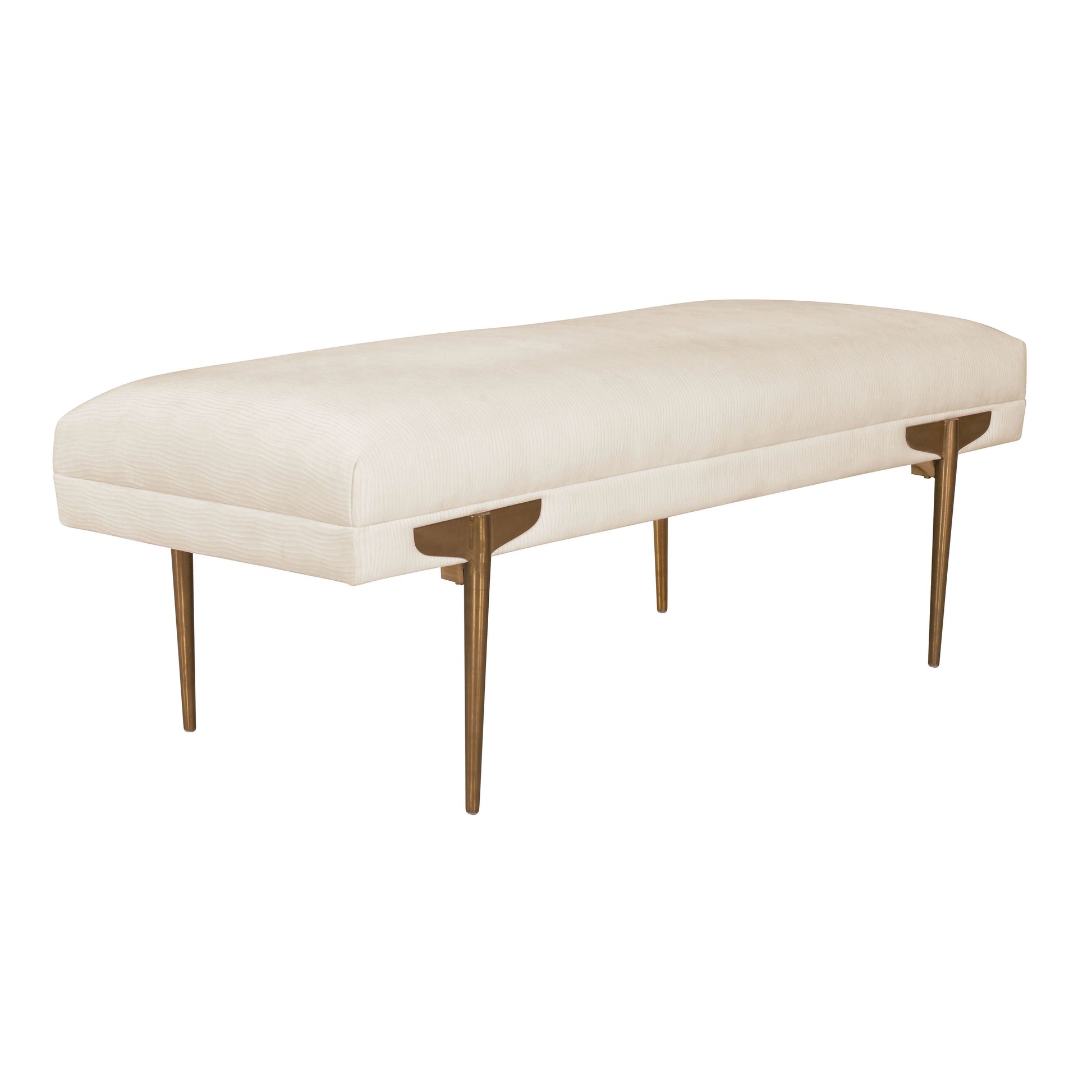 Brno 53.5" Performance Velvet Bench Off-White by Tov Furniture