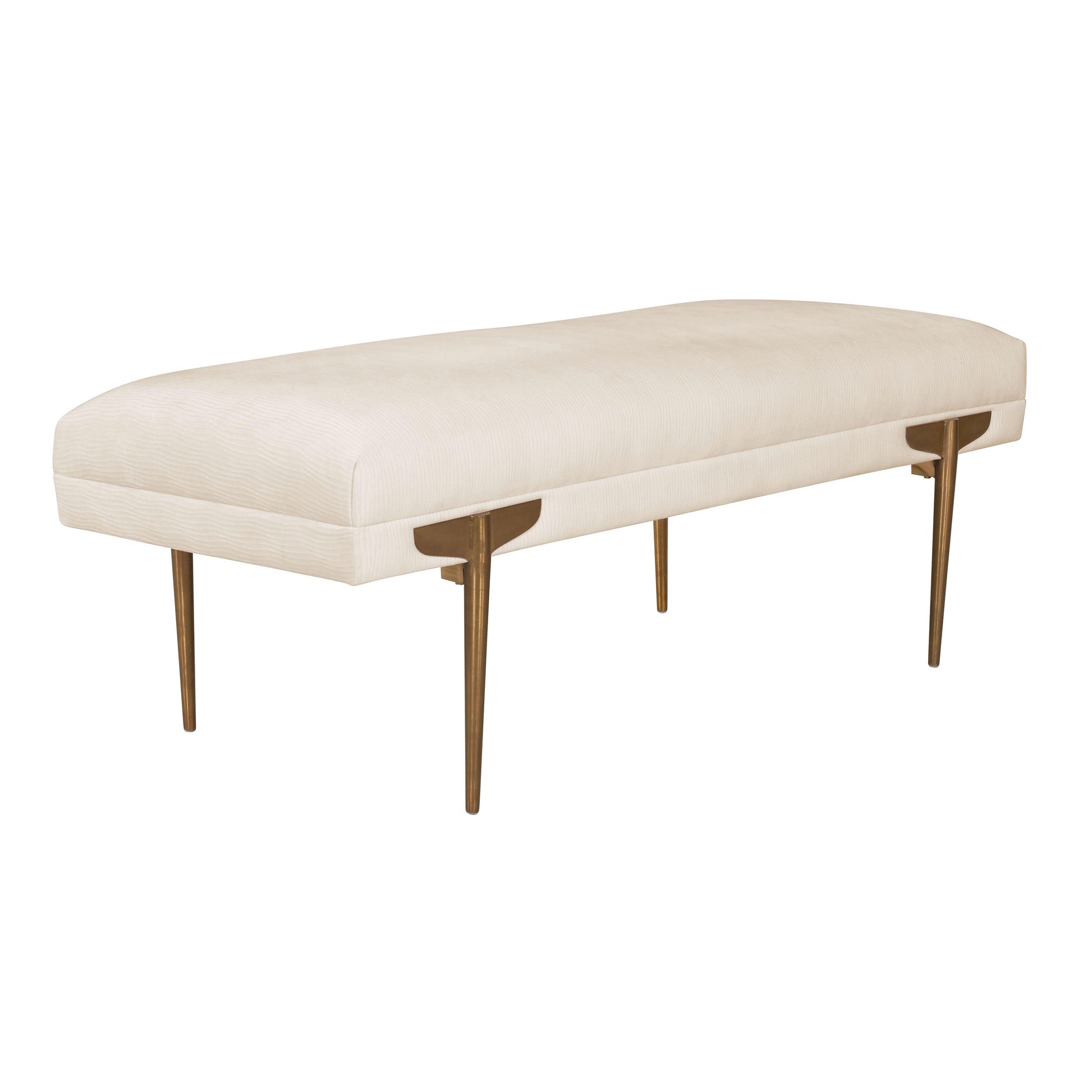 Brno White Waived Velvet Bench by TOV