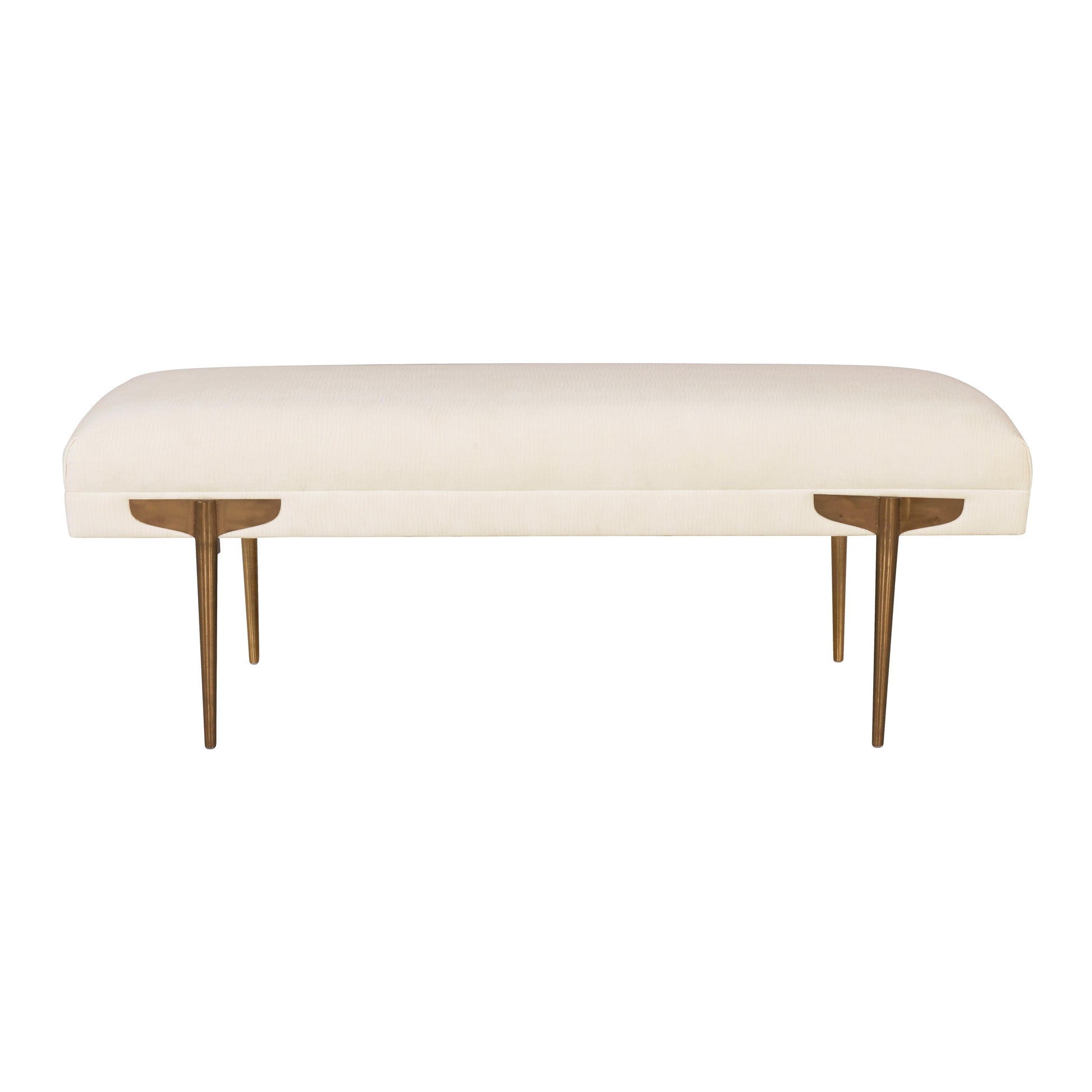 Brno White Waived Velvet Bench by TOV