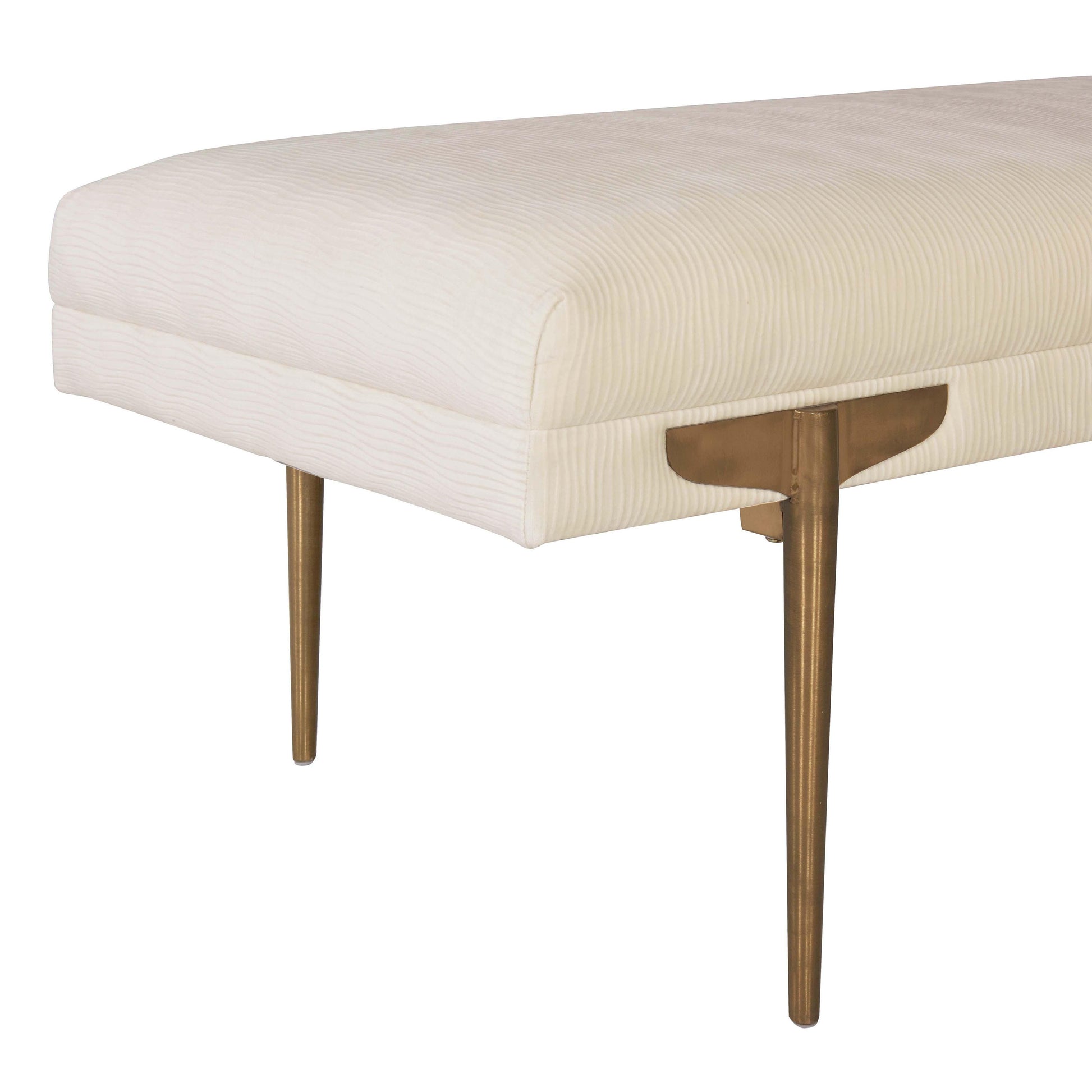 Brno White Waived Velvet Bench by TOV