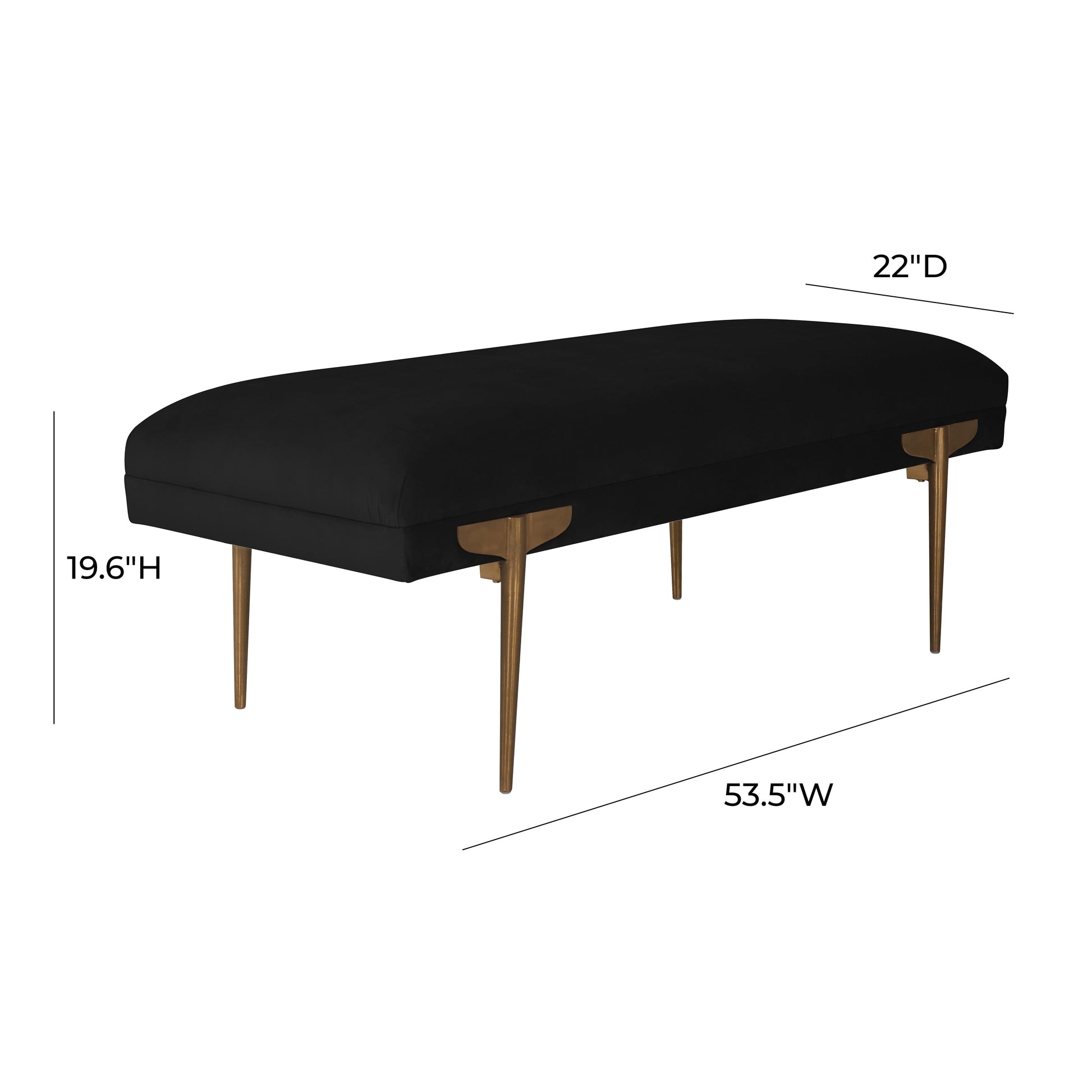 Brno 53.5" Performance Velvet Bench Black by Tov Furniture
