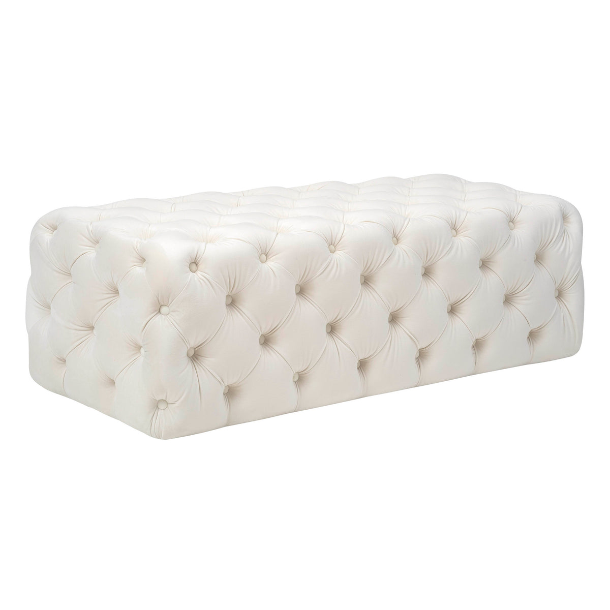 Kaylee Cream Performance Velvet Tufted Jumbo Ottoman by TOV Furniture – photo 1 of 6