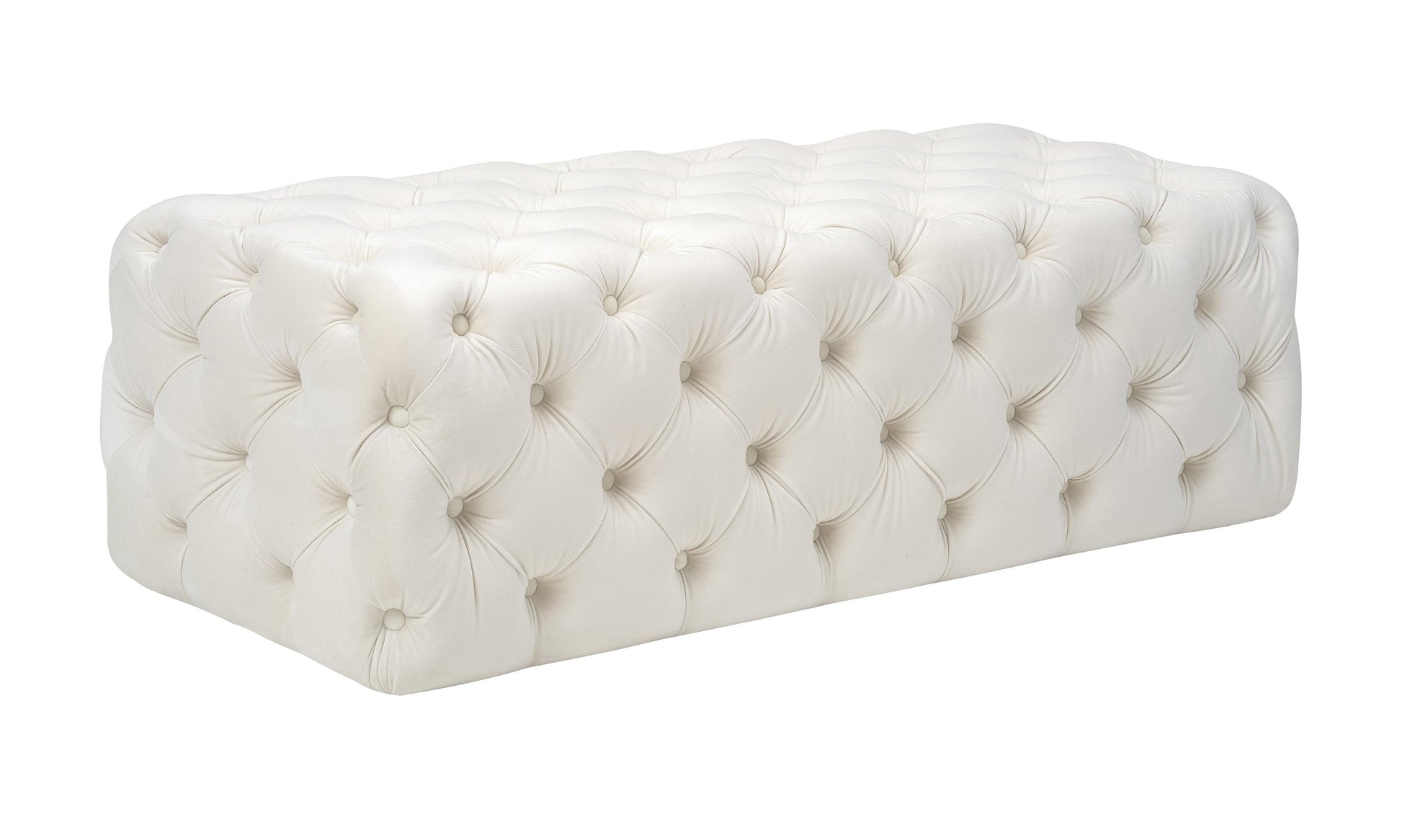 Kaylee Cream Velvet Ottoman by TOV