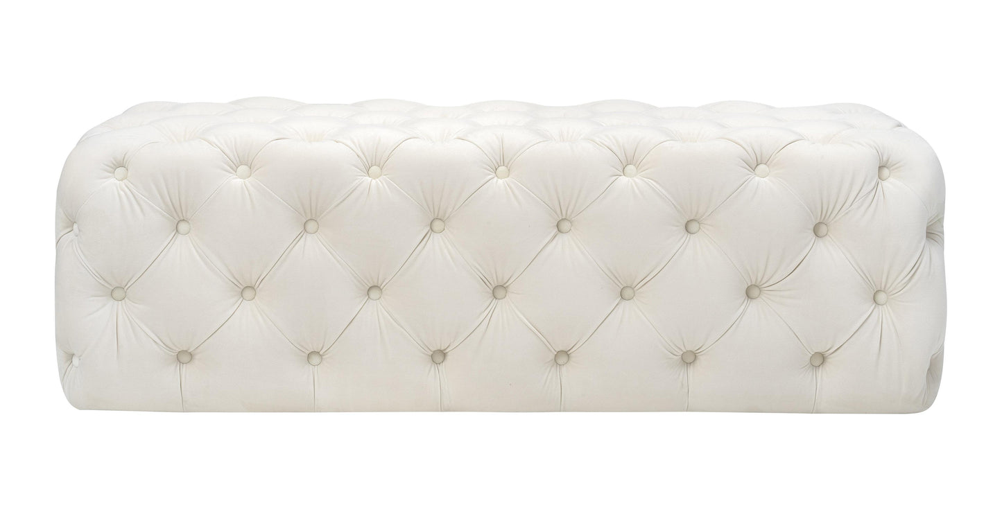 Kaylee Cream Velvet Ottoman by TOV