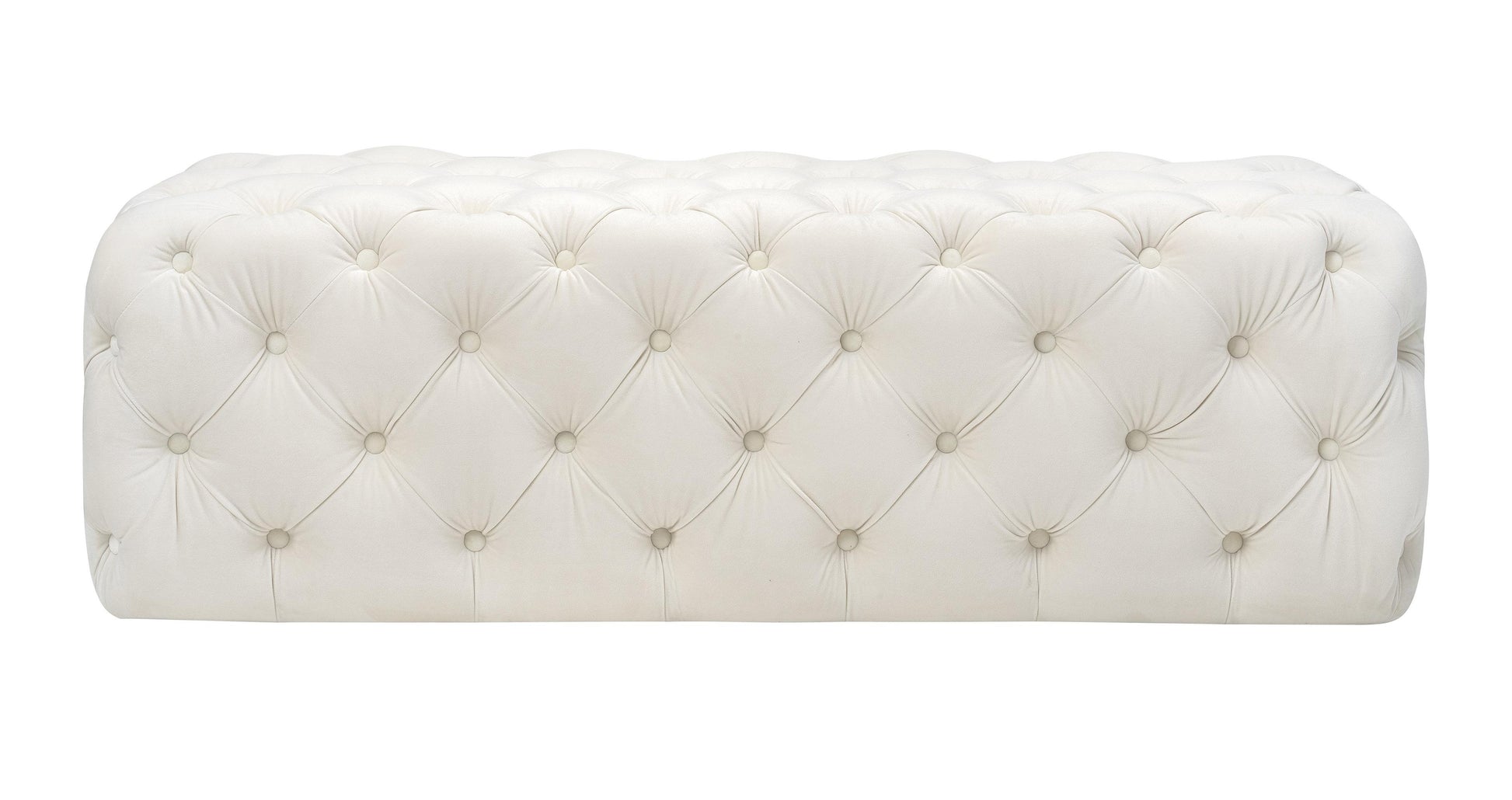 Kaylee Cream Velvet Ottoman by TOV