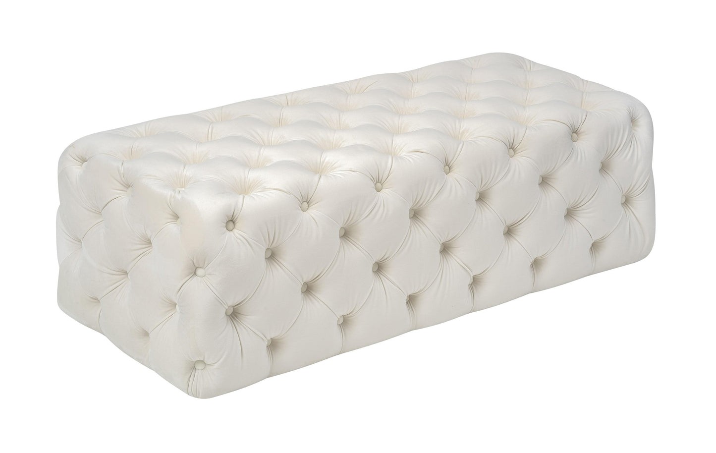 Kaylee Cream Velvet Ottoman by TOV