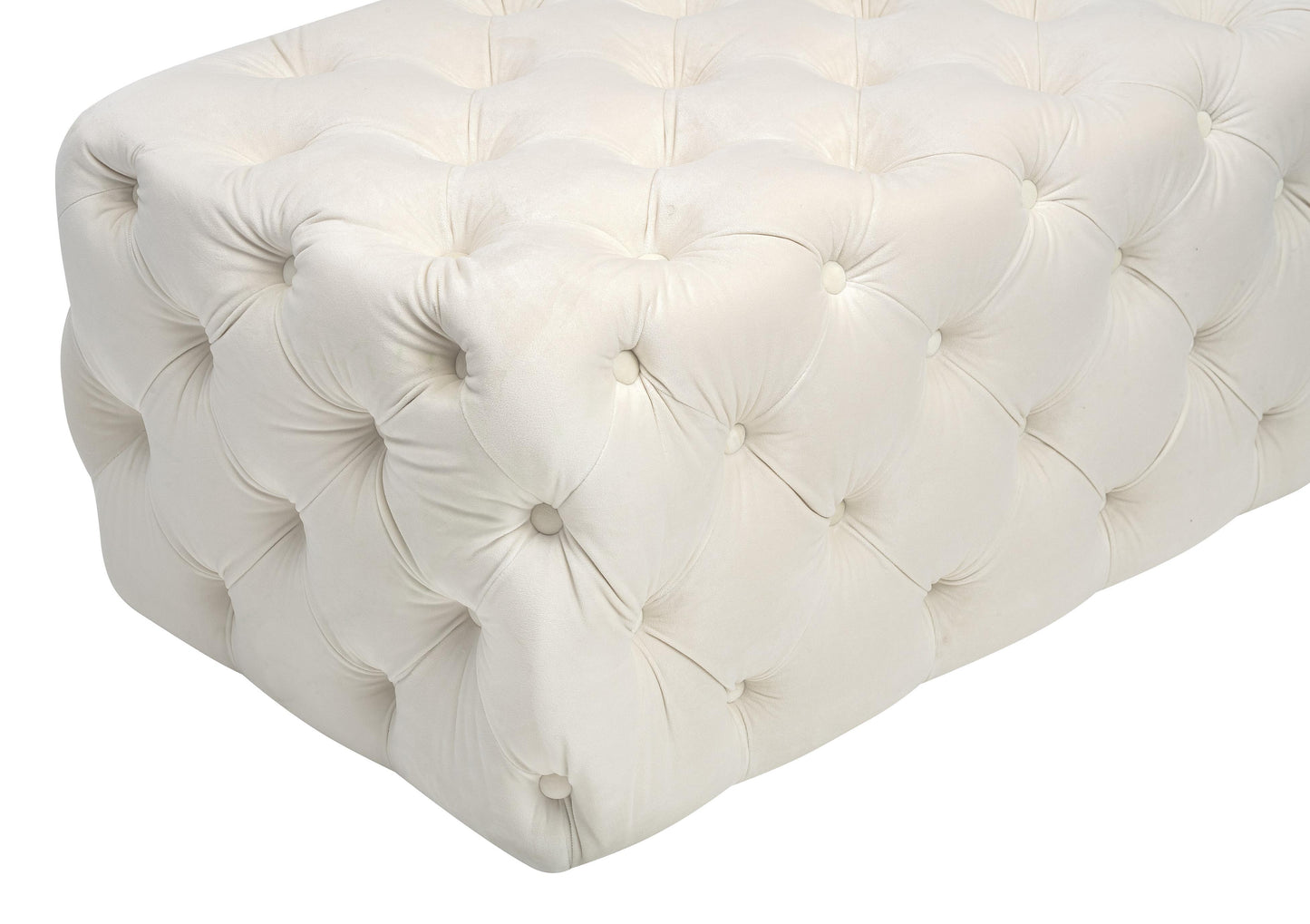 Kaylee Cream Velvet Ottoman by TOV