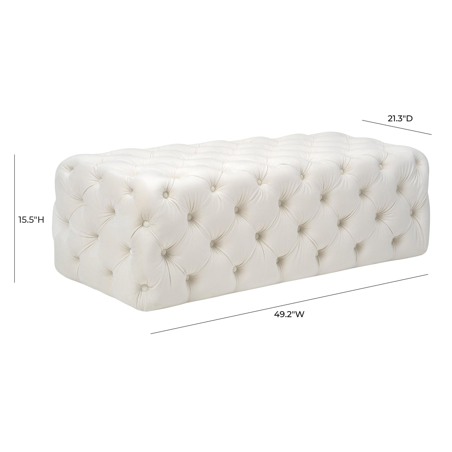 Kaylee Cream Velvet Ottoman by TOV