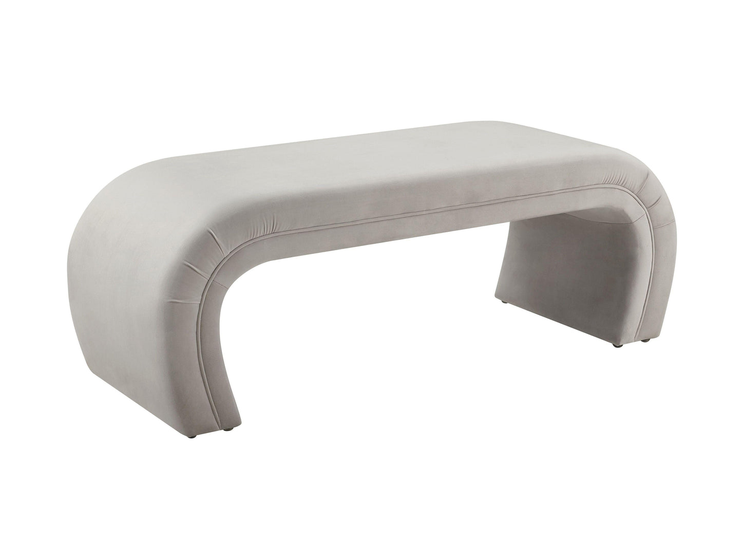 Kenya Light Grey Velvet Bench by TOV