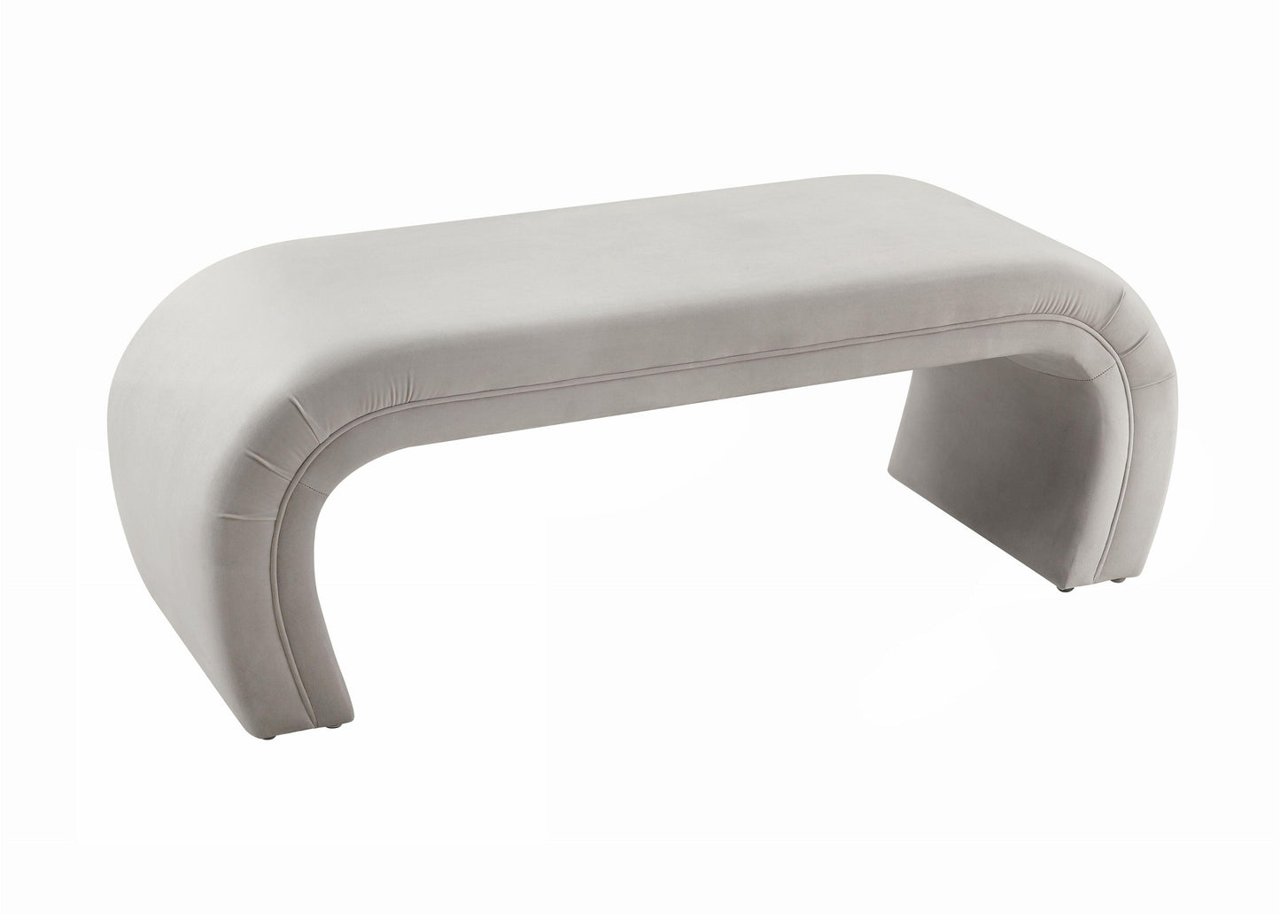 Kenya Light Grey Velvet Bench by TOV