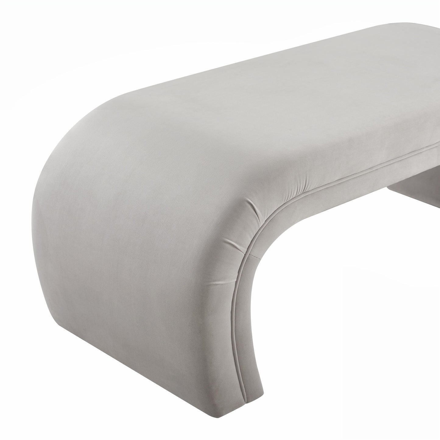 Kenya Light Grey Velvet Bench by TOV