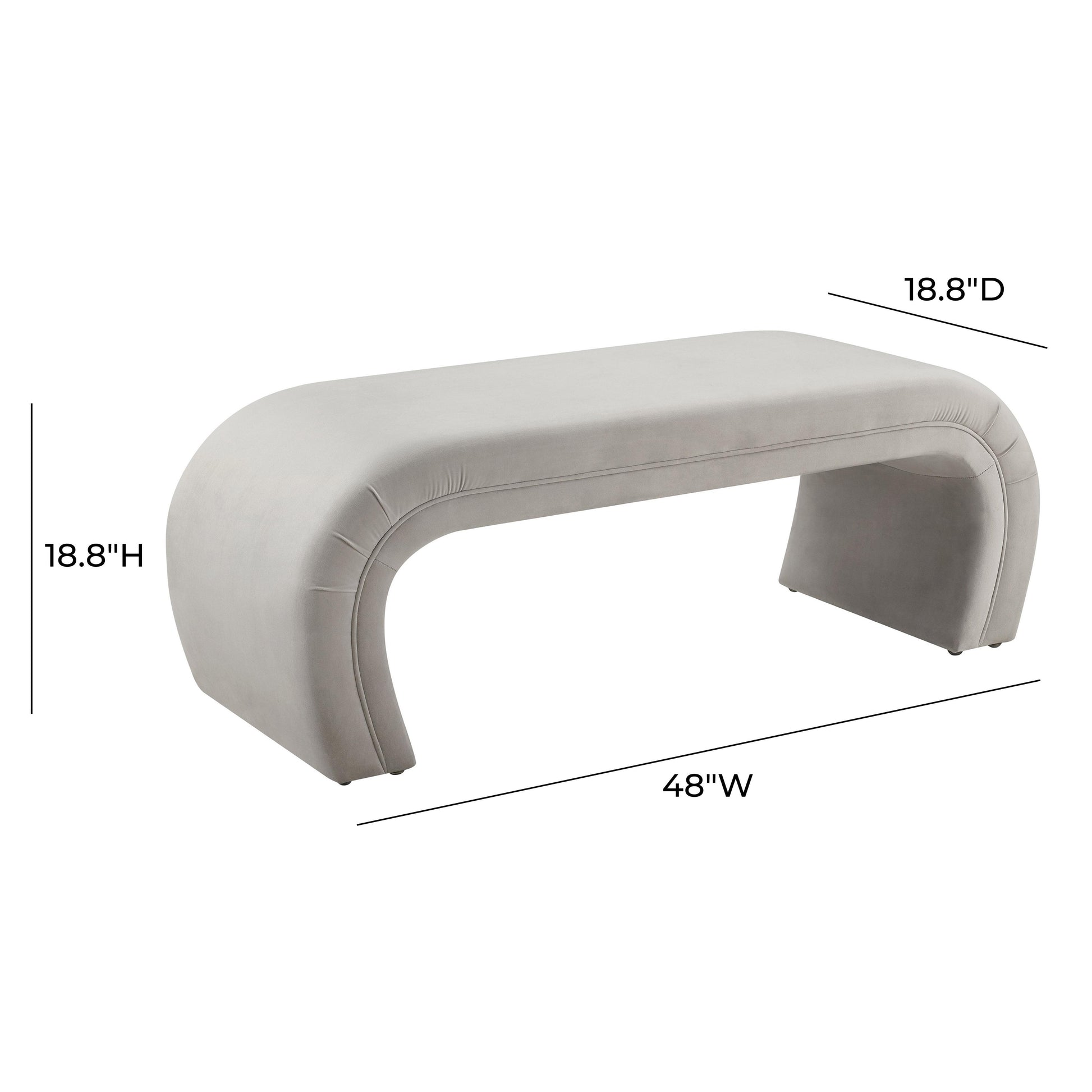 Kenya Light Grey Velvet Bench by TOV