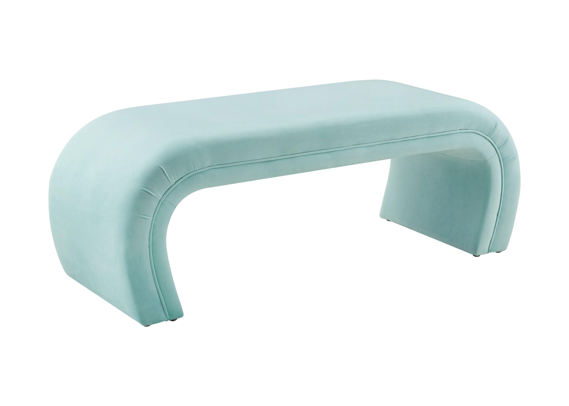 Kenya Bright Blue Velvet Bench by TOV