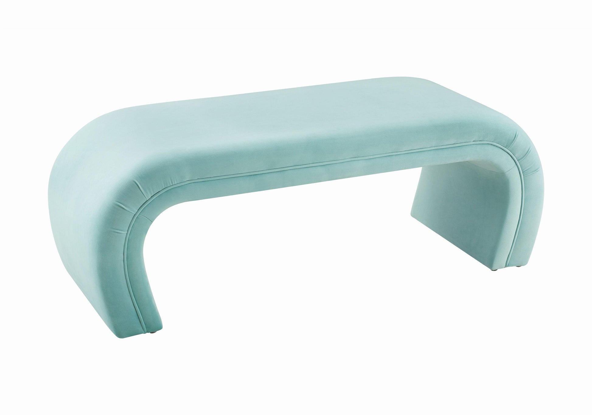 Kenya Bright Blue Velvet Bench by TOV