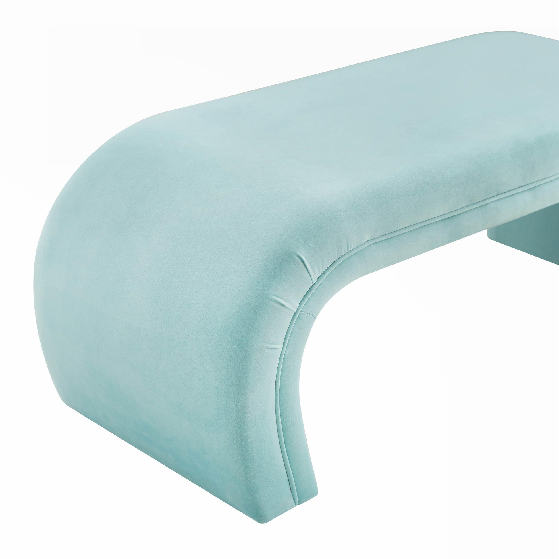 Kenya Bright Blue Velvet Bench by TOV