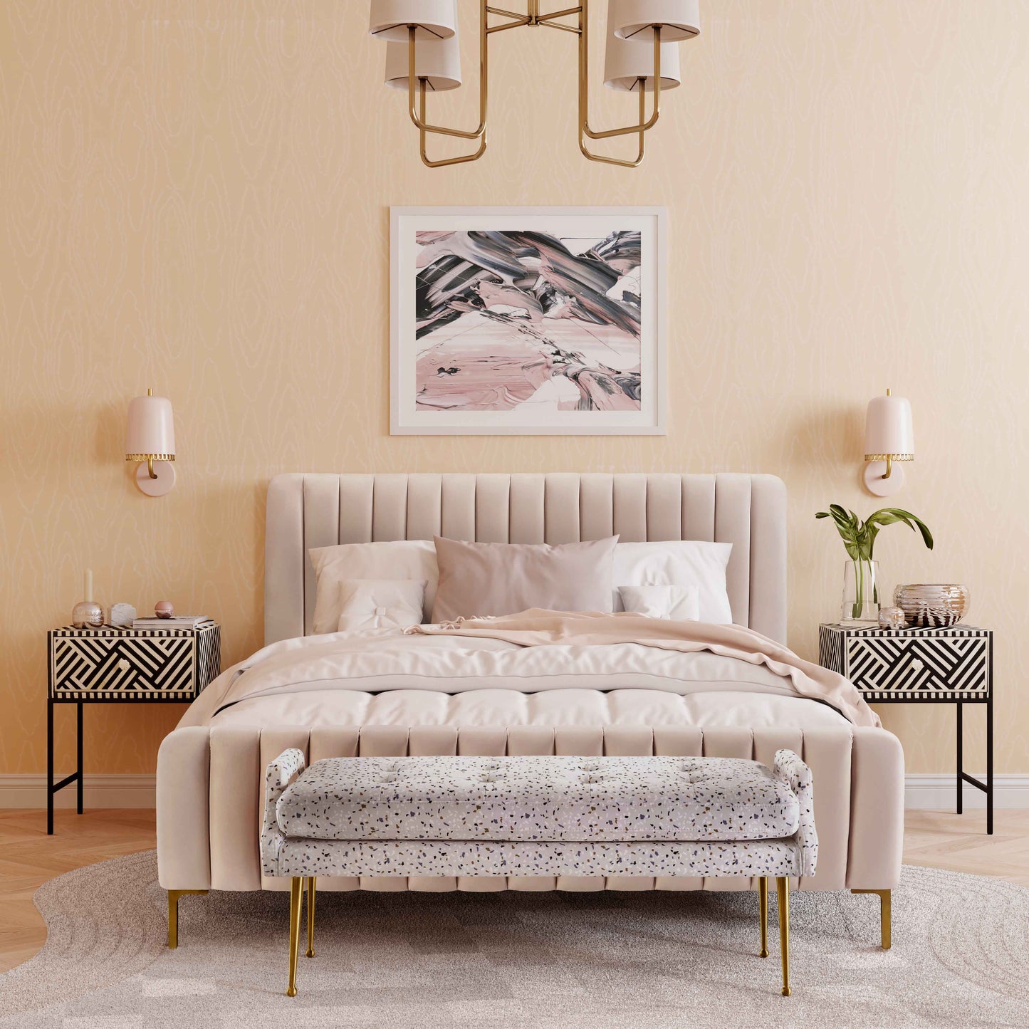 Eileen Velvet Bench Terrazzo by Tov Furniture
