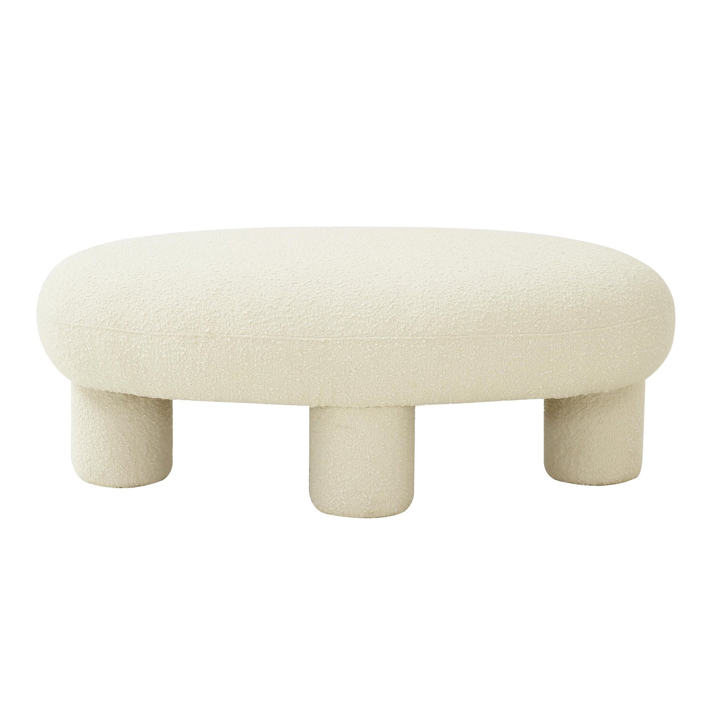 Discus 46 Cream Boucle Oval Ottoman by TOV Oc68105