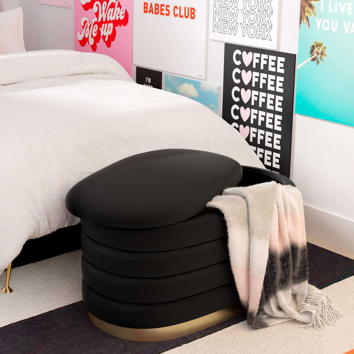 Lillian Black Performance Velvet Storage Bench by TOV Furniture – photo 8 of 9