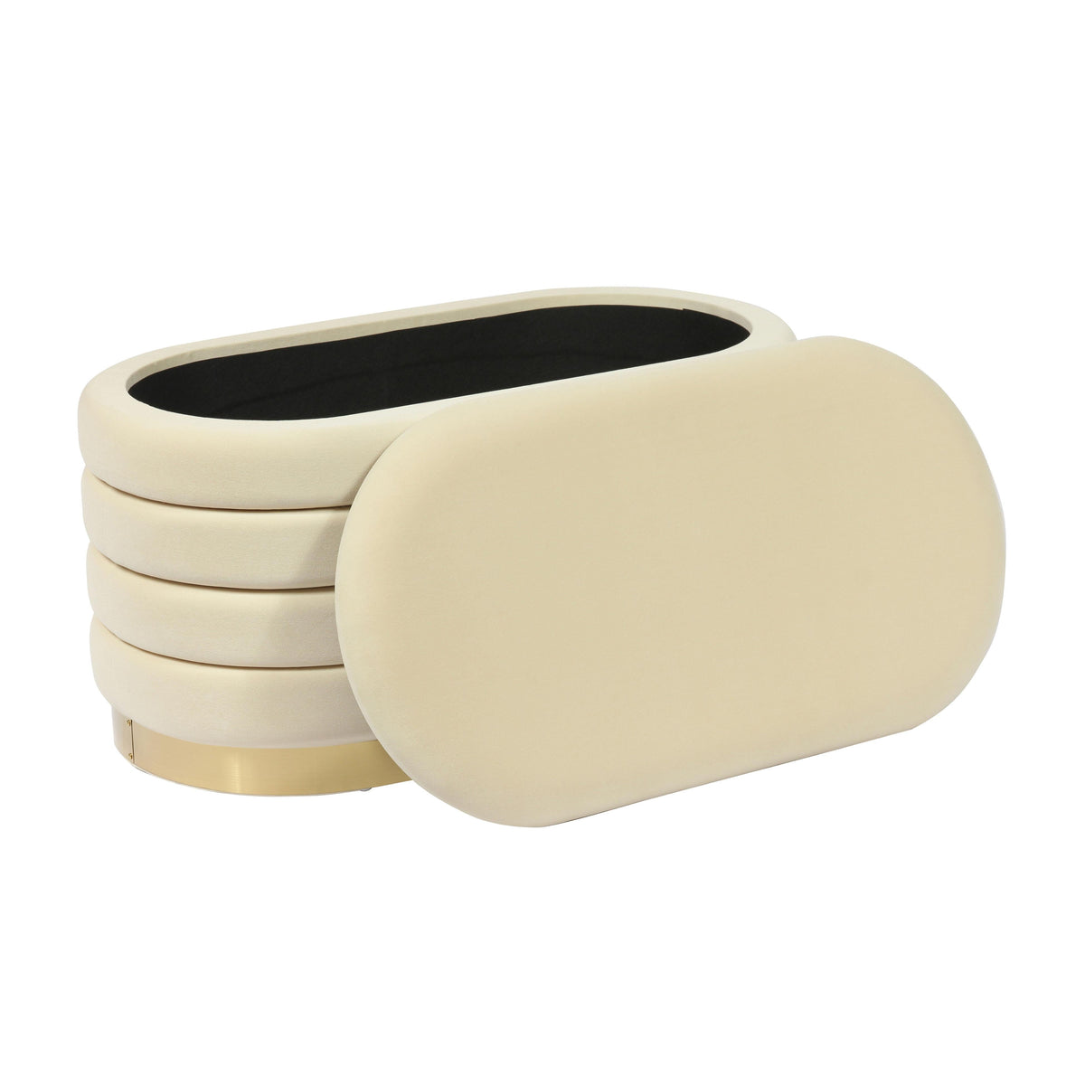 Lillian Cream Performance Velvet Storage Bench by TOV Furniture – photo 3 of 9