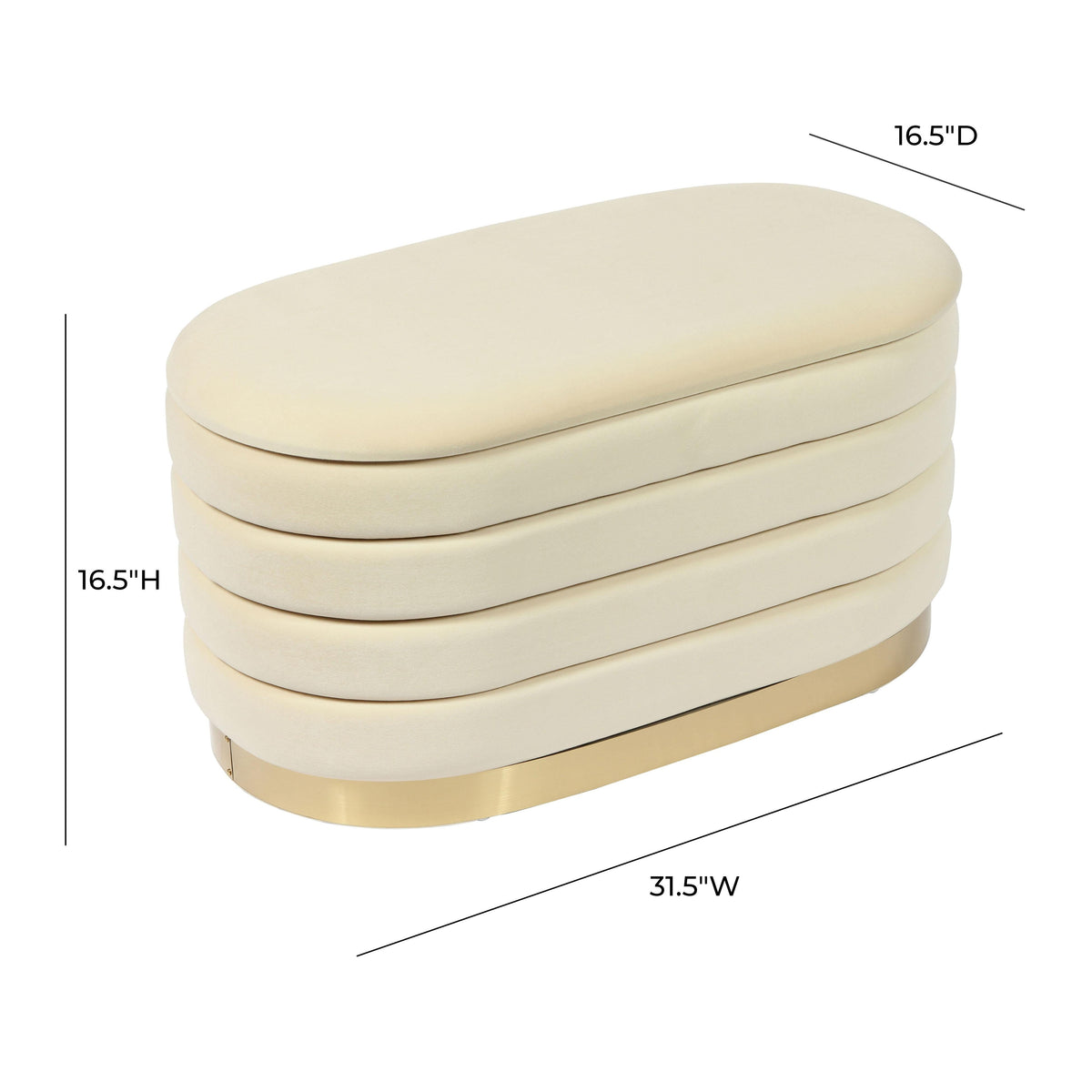 Lillian Cream Performance Velvet Storage Bench by TOV Furniture – photo 8 of 9