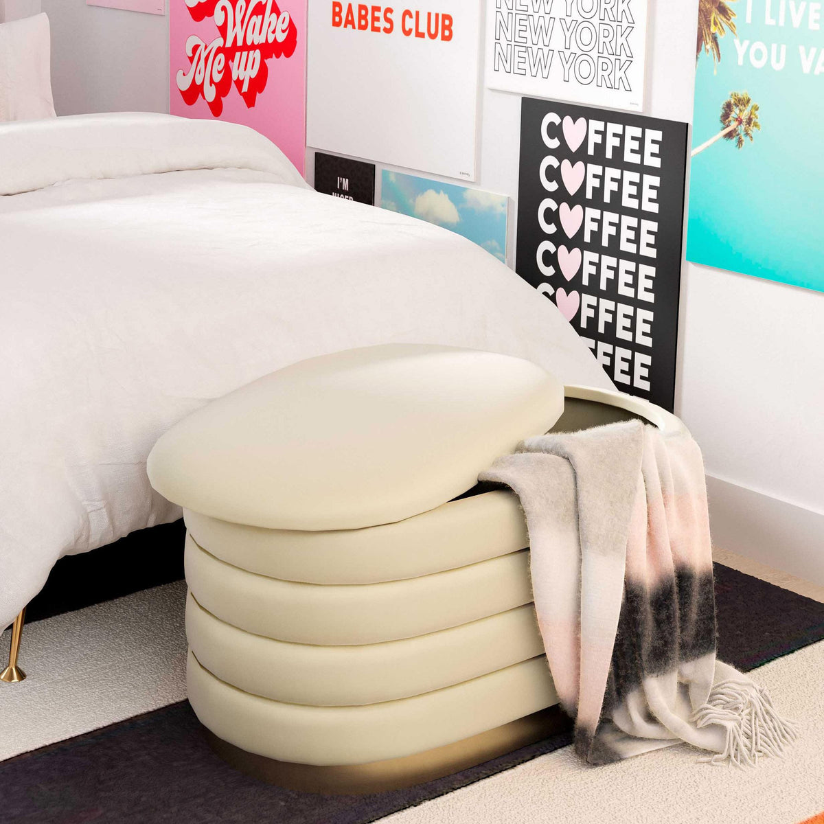Lillian Cream Performance Velvet Storage Bench by TOV Furniture – photo 9 of 9