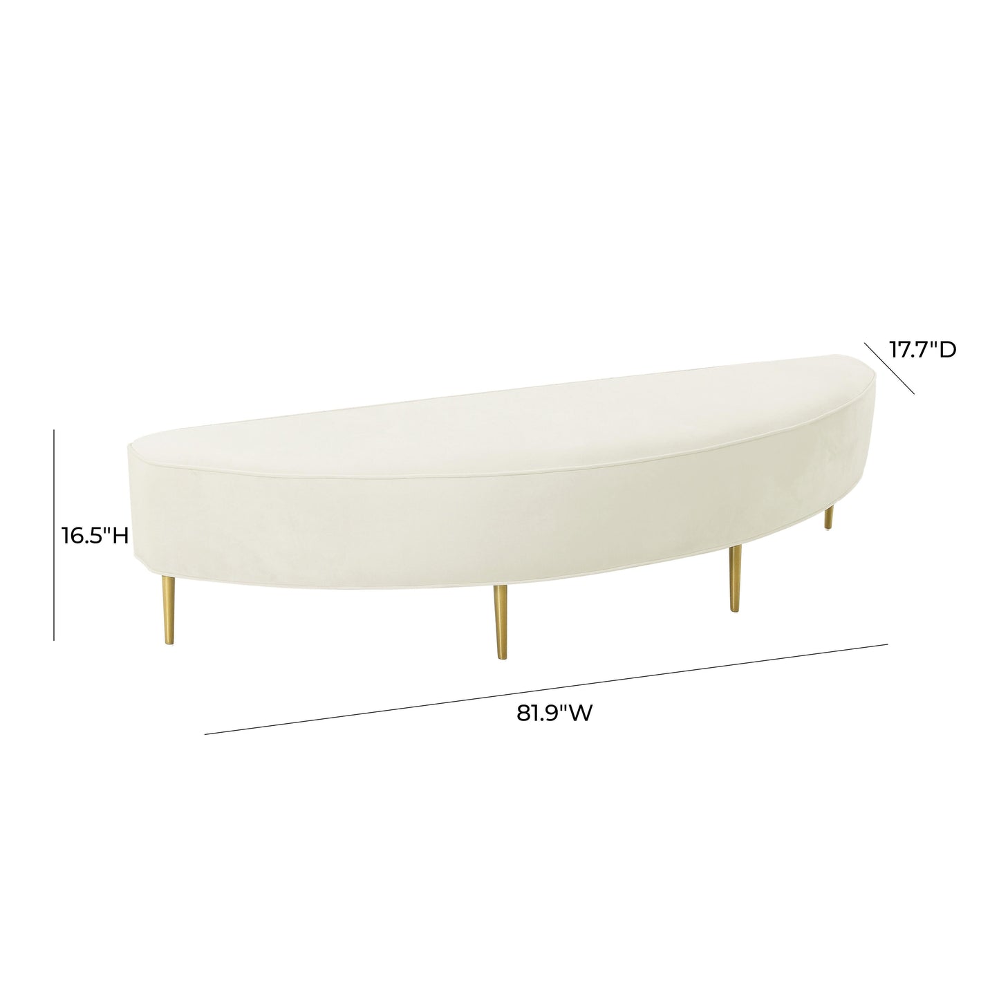 Bianca Velvet Bench (60"-82") Cream King Bed by Tov Furniture