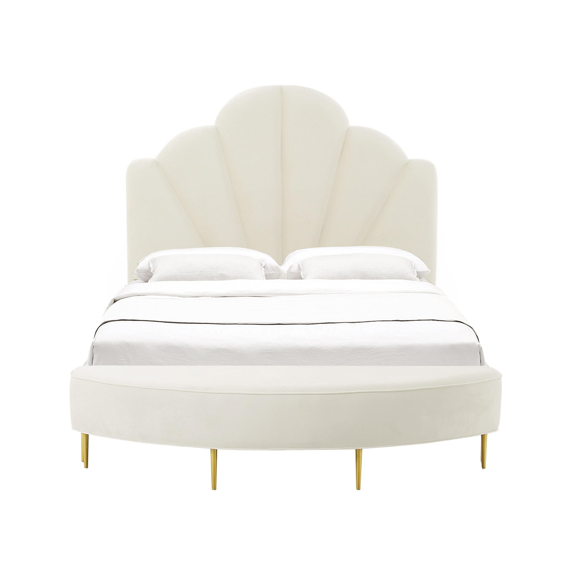 Bianca Velvet Bench (60"-82") Cream King Bed by Tov Furniture