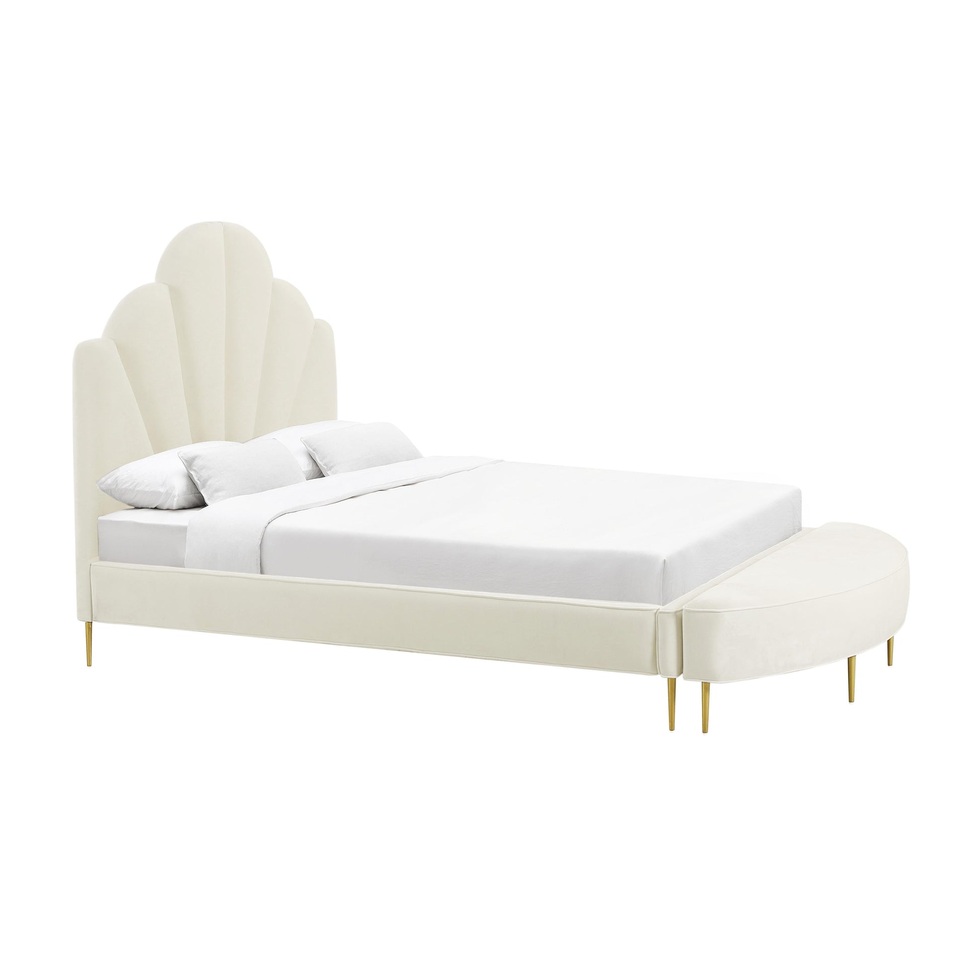 Bianca Velvet Bench (60"-82") Cream King Bed by Tov Furniture