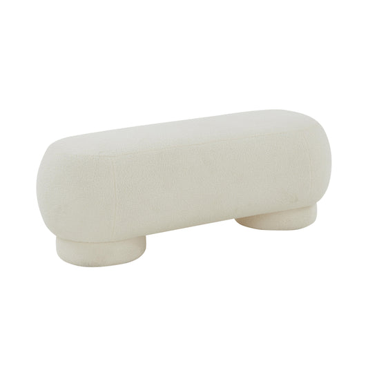 Mara Cream Vegan Shearling Ottoman by TOV