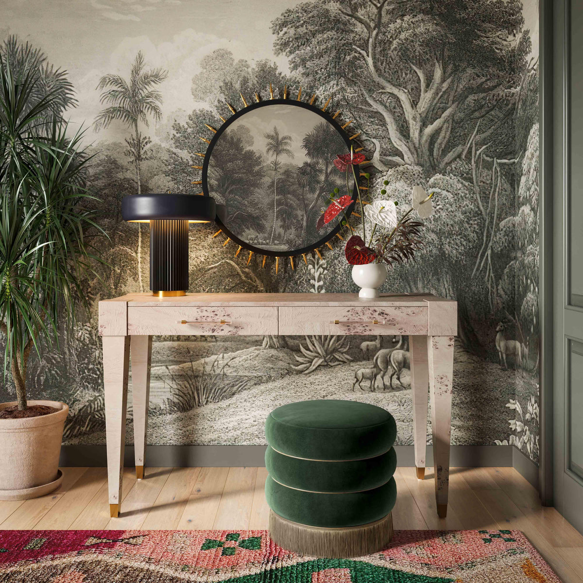Lakka Green Performance Velvet Ottoman by TOV Furniture – photo 2 of 8